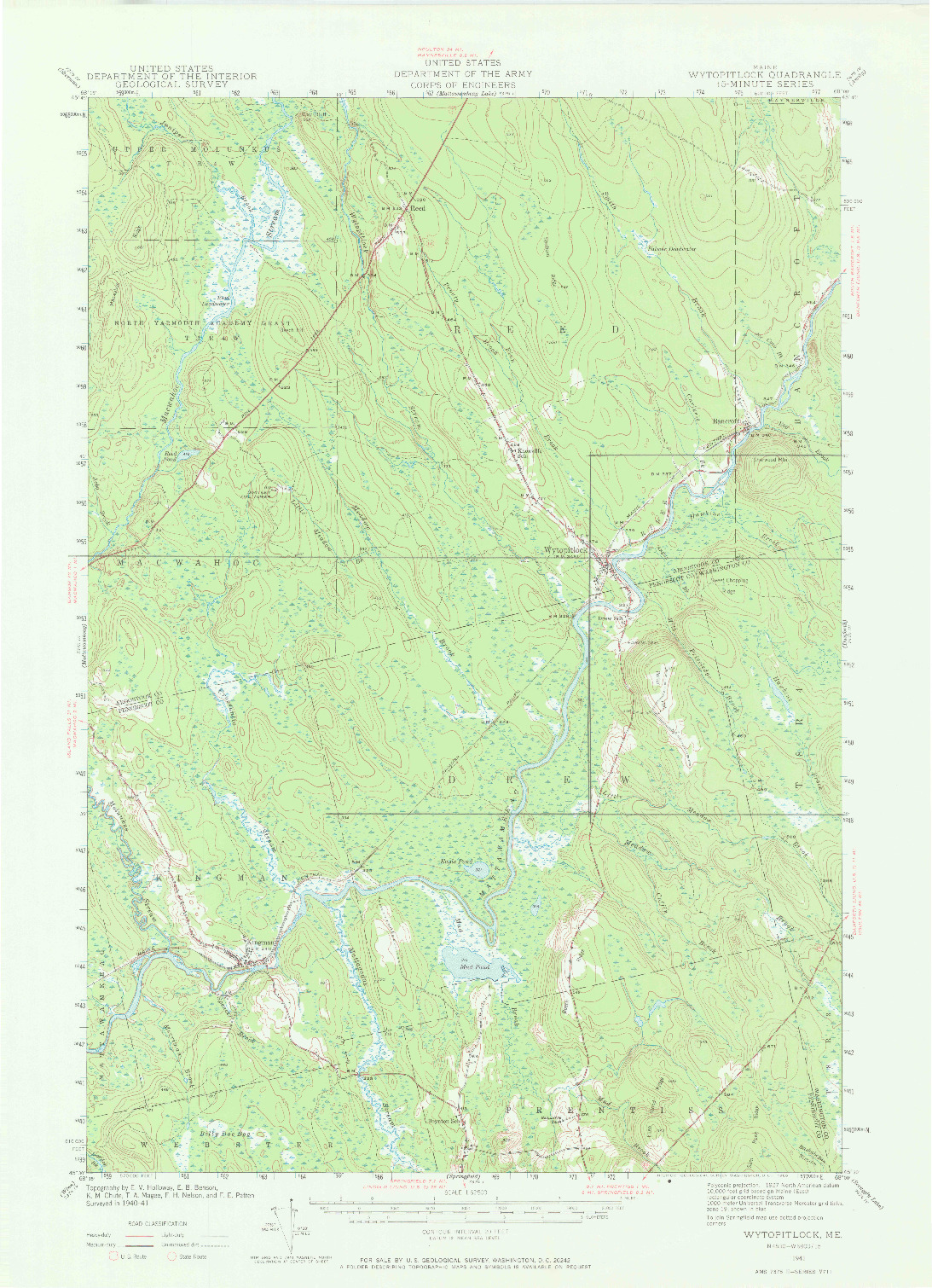 USGS 1:62500-SCALE QUADRANGLE FOR WYTOPITLOCK, ME 1941
