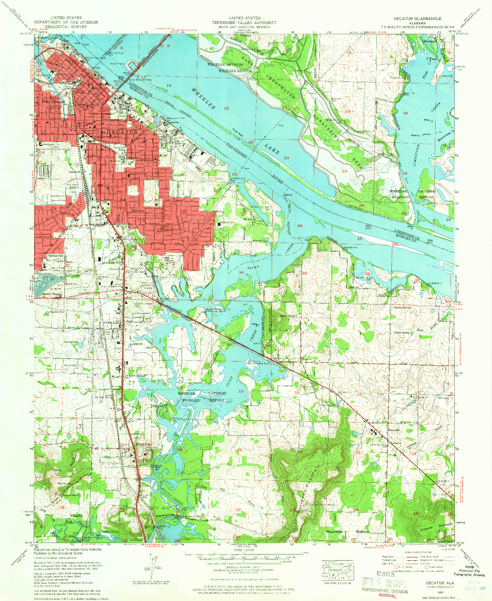 USGS 1:24000-SCALE QUADRANGLE FOR DECATUR, AL 1963