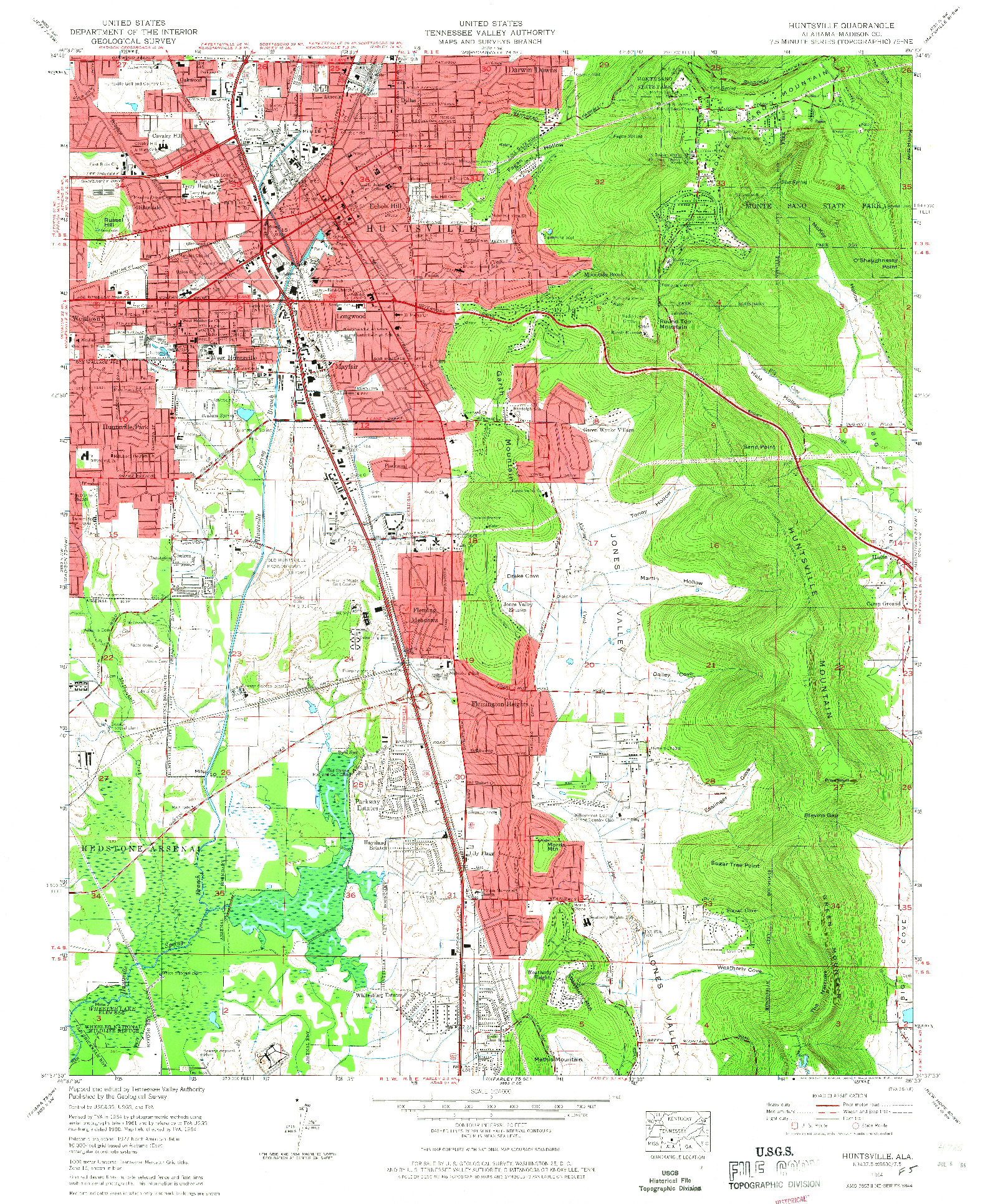 USGS 1:24000-SCALE QUADRANGLE FOR HUNTSVILLE, AL 1964