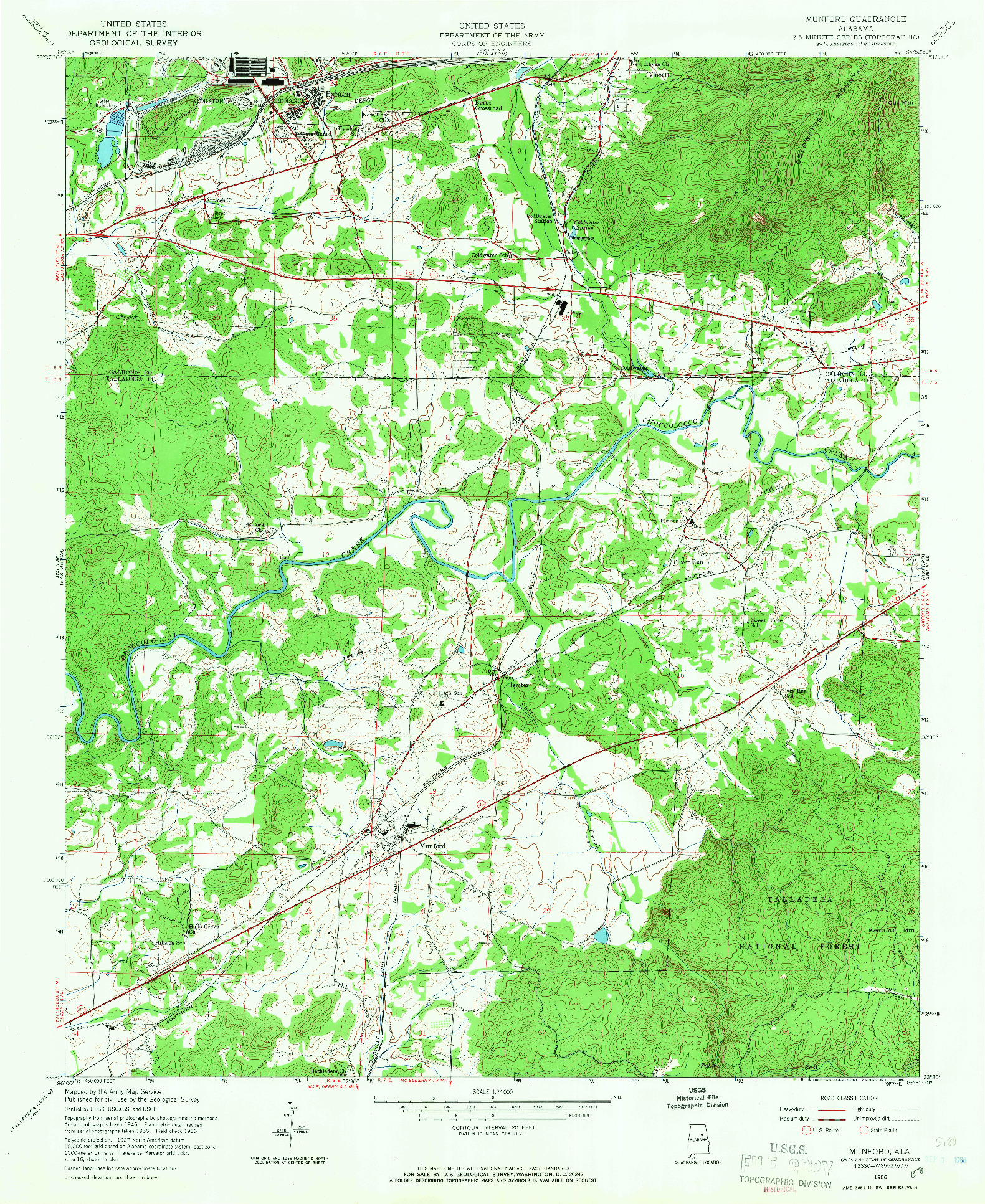 USGS 1:24000-SCALE QUADRANGLE FOR MUNFORD, AL 1956