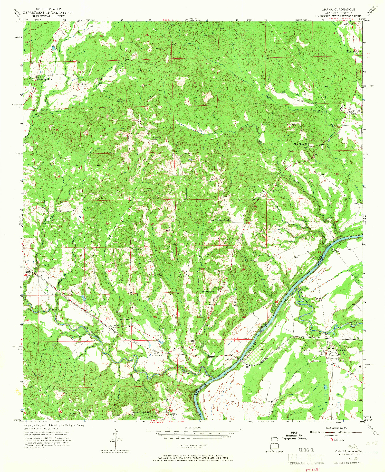 USGS 1:24000-SCALE QUADRANGLE FOR OMAHA, AL 1957