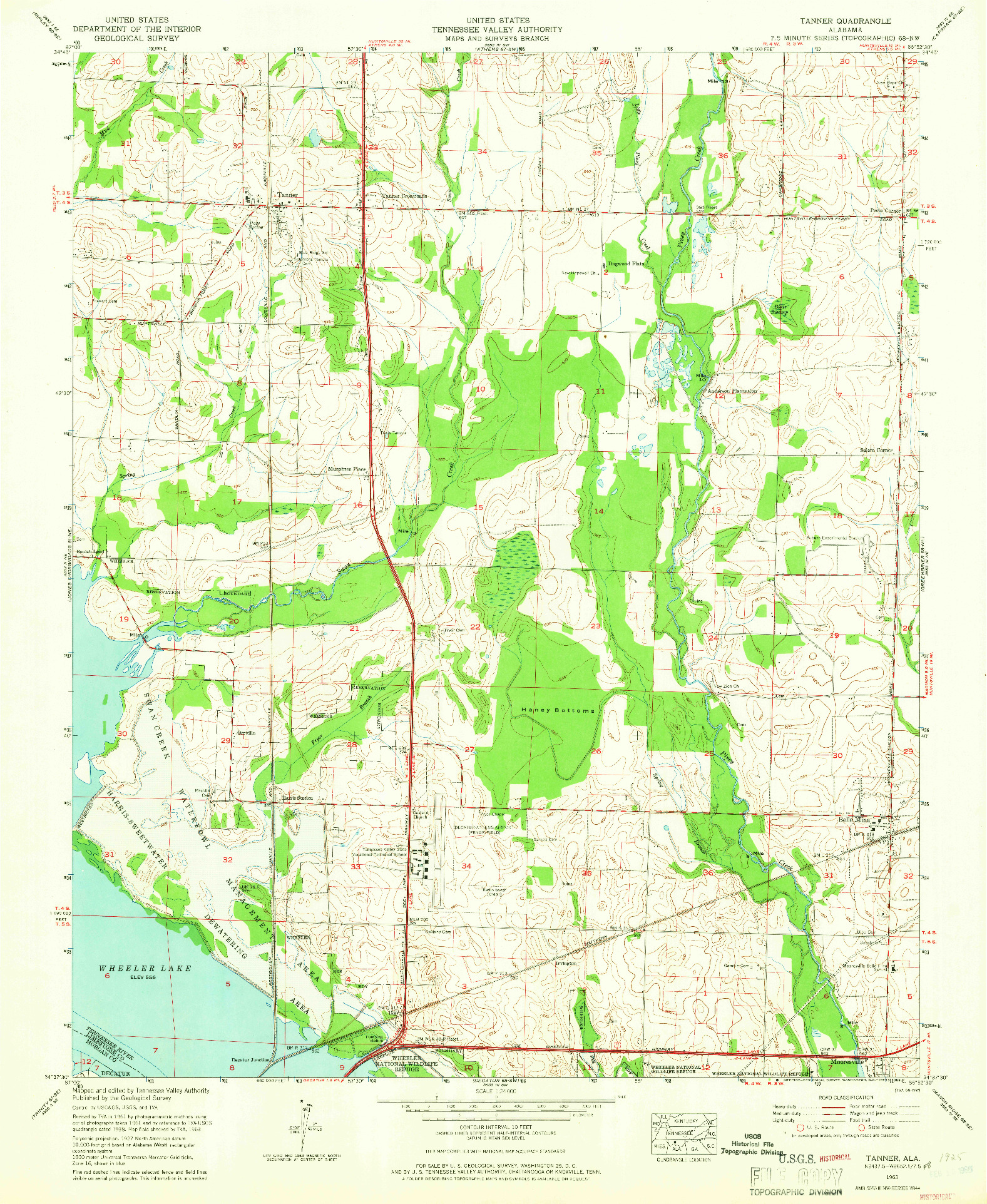 USGS 1:24000-SCALE QUADRANGLE FOR TANNER, AL 1963