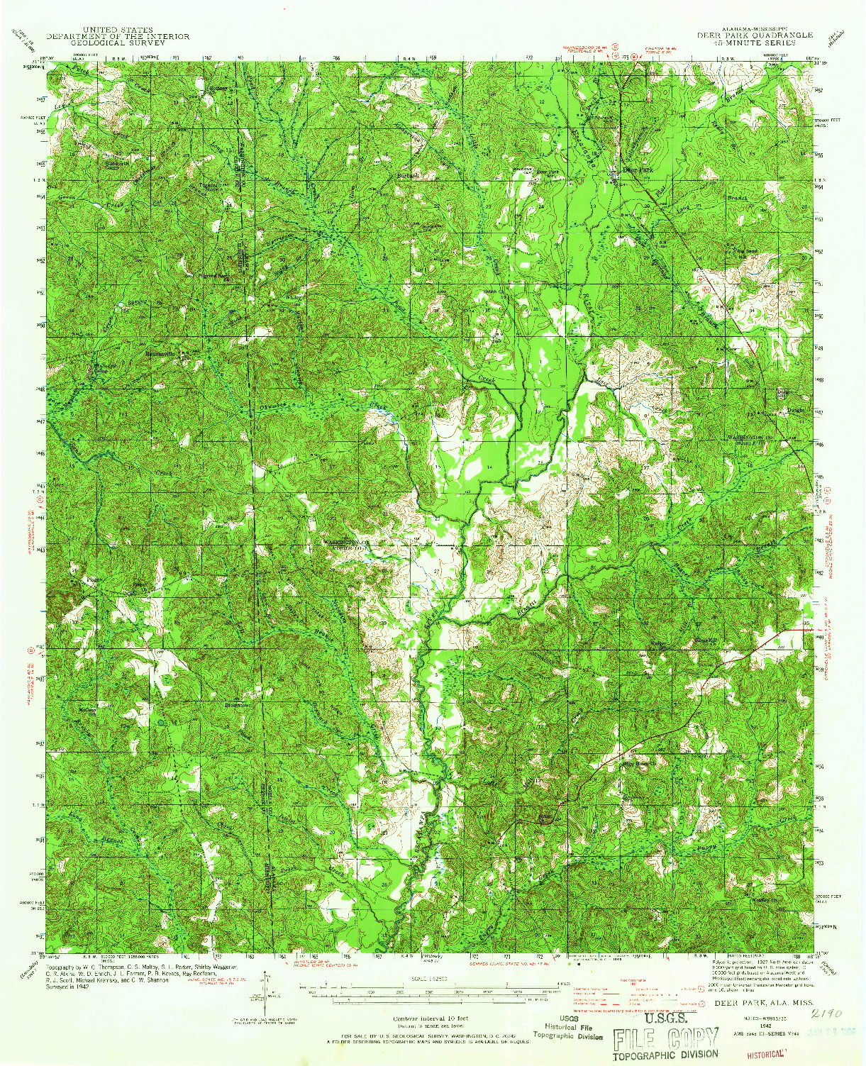 USGS 1:62500-SCALE QUADRANGLE FOR DEER PARK, AL 1942