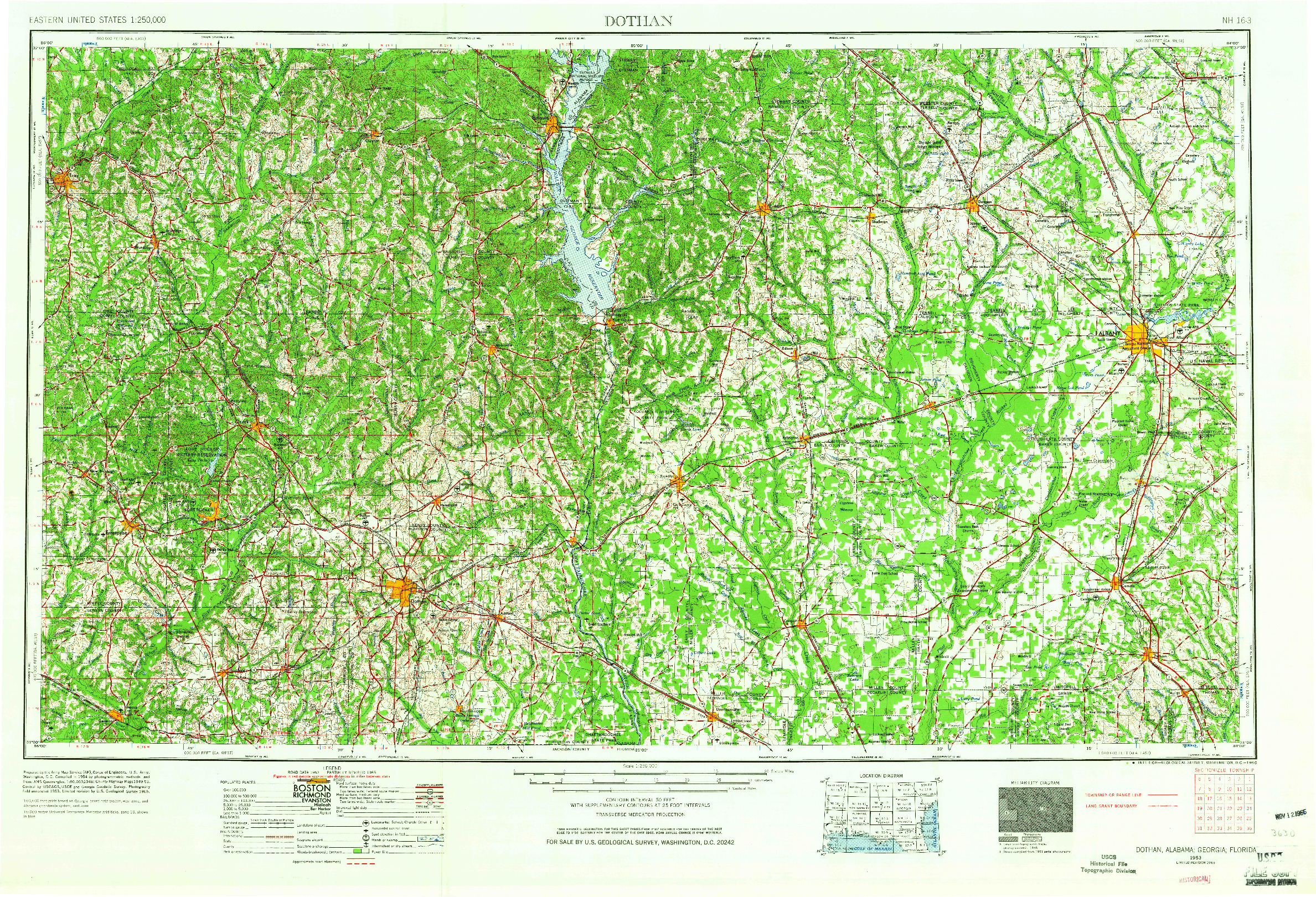 USGS 1:250000-SCALE QUADRANGLE FOR DOTHAN, AL 1953