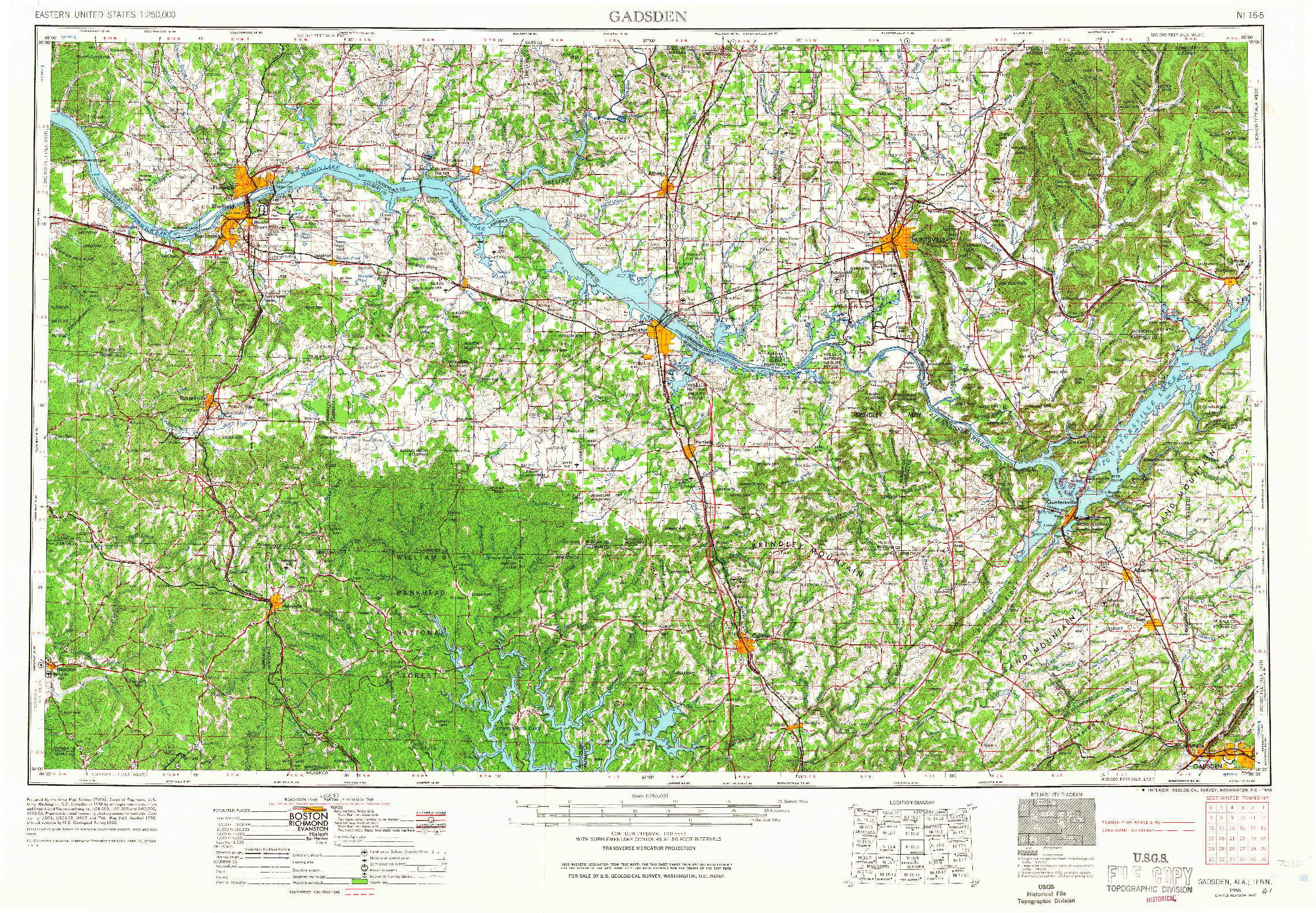 USGS 1:250000-SCALE QUADRANGLE FOR GADSDEN, AL 1956