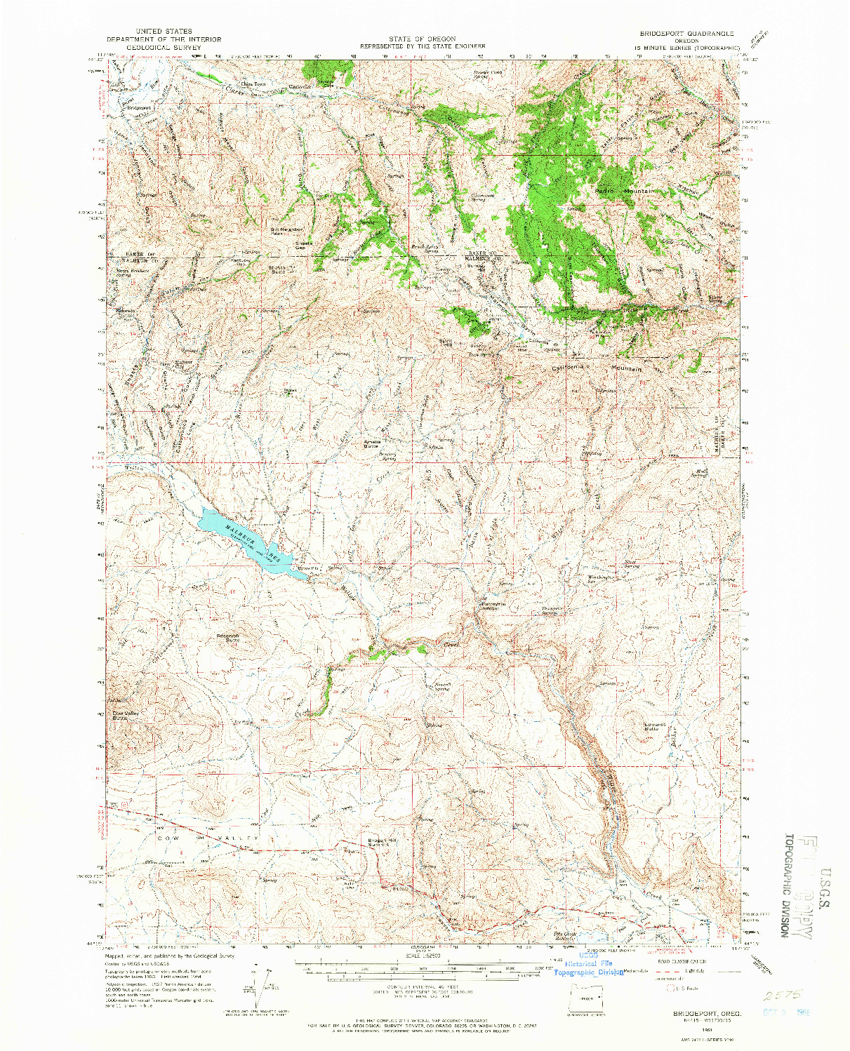 USGS 1:62500-SCALE QUADRANGLE FOR BRIDGEPORT, OR 1964