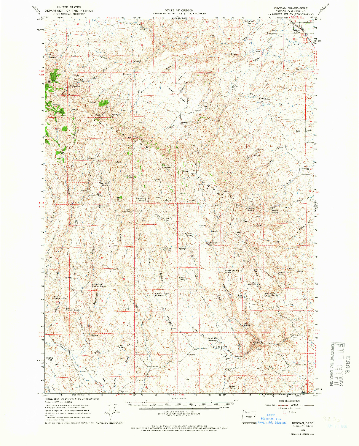 USGS 1:62500-SCALE QUADRANGLE FOR BROGAN, OR 1964