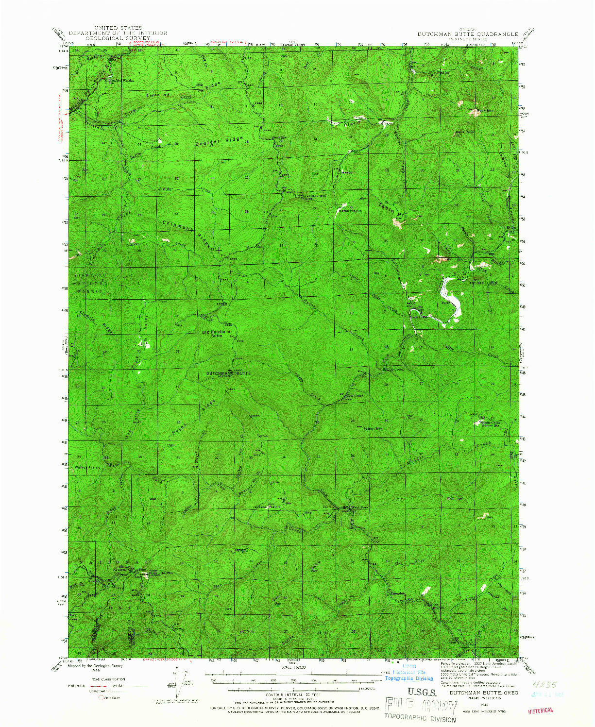 USGS 1:62500-SCALE QUADRANGLE FOR DUTCHMAN BUTTE, OR 1946