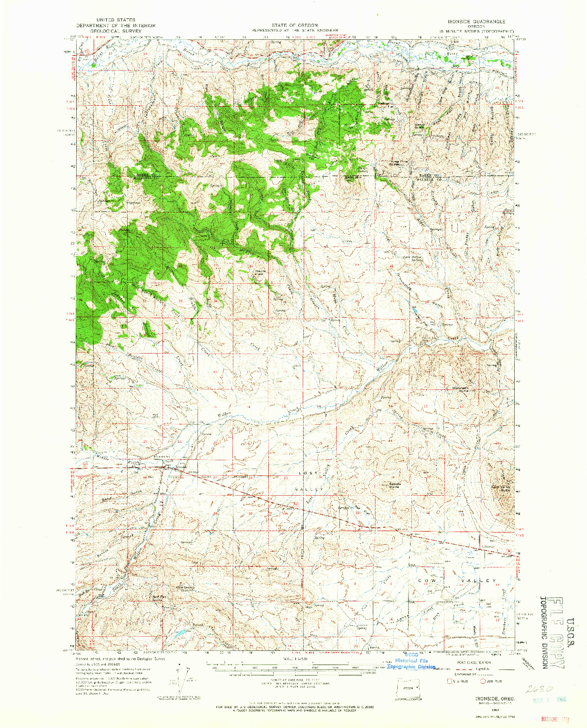 USGS 1:62500-SCALE QUADRANGLE FOR IRONSIDE, OR 1964