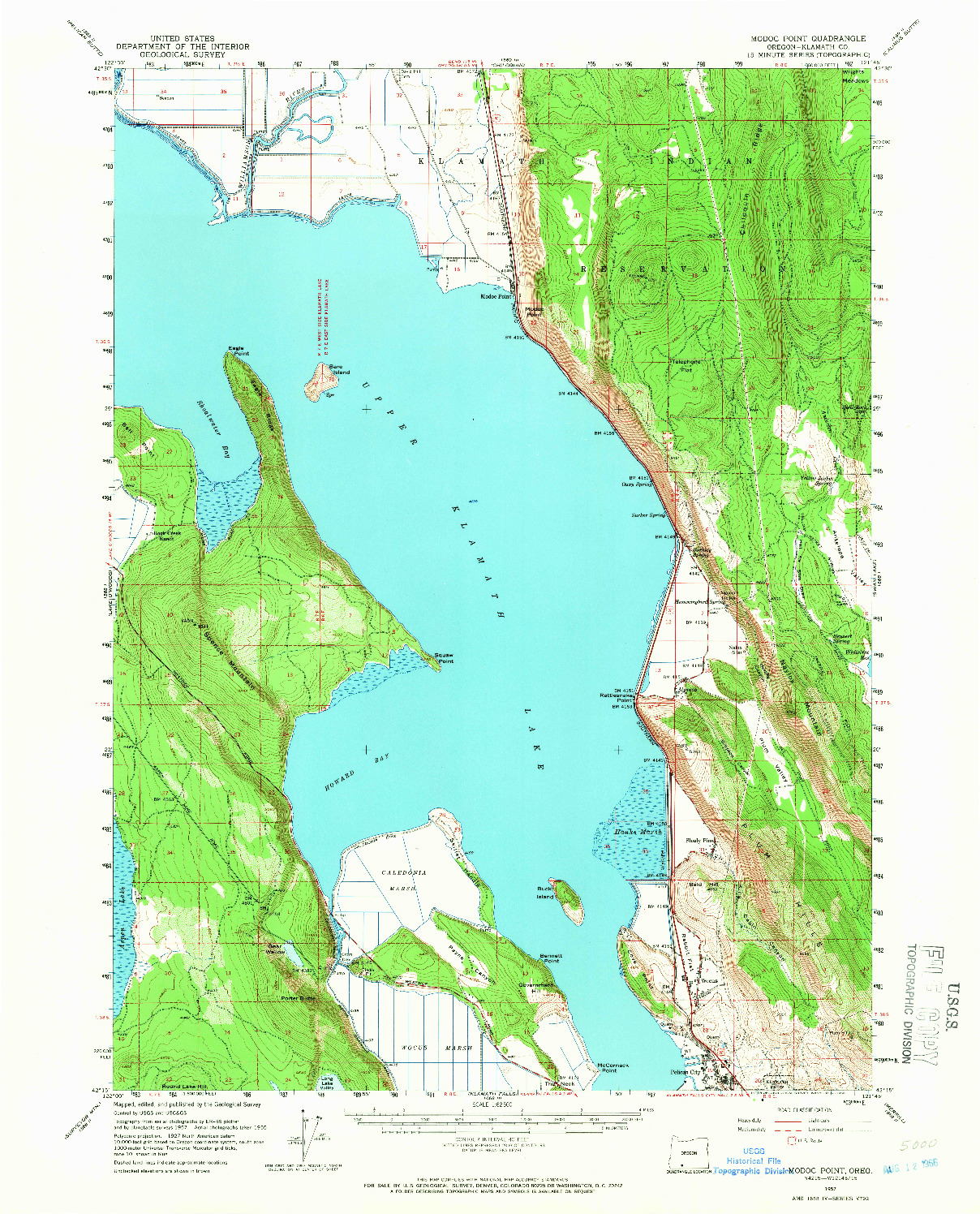 USGS 1:62500-SCALE QUADRANGLE FOR MODOC POINT, OR 1957