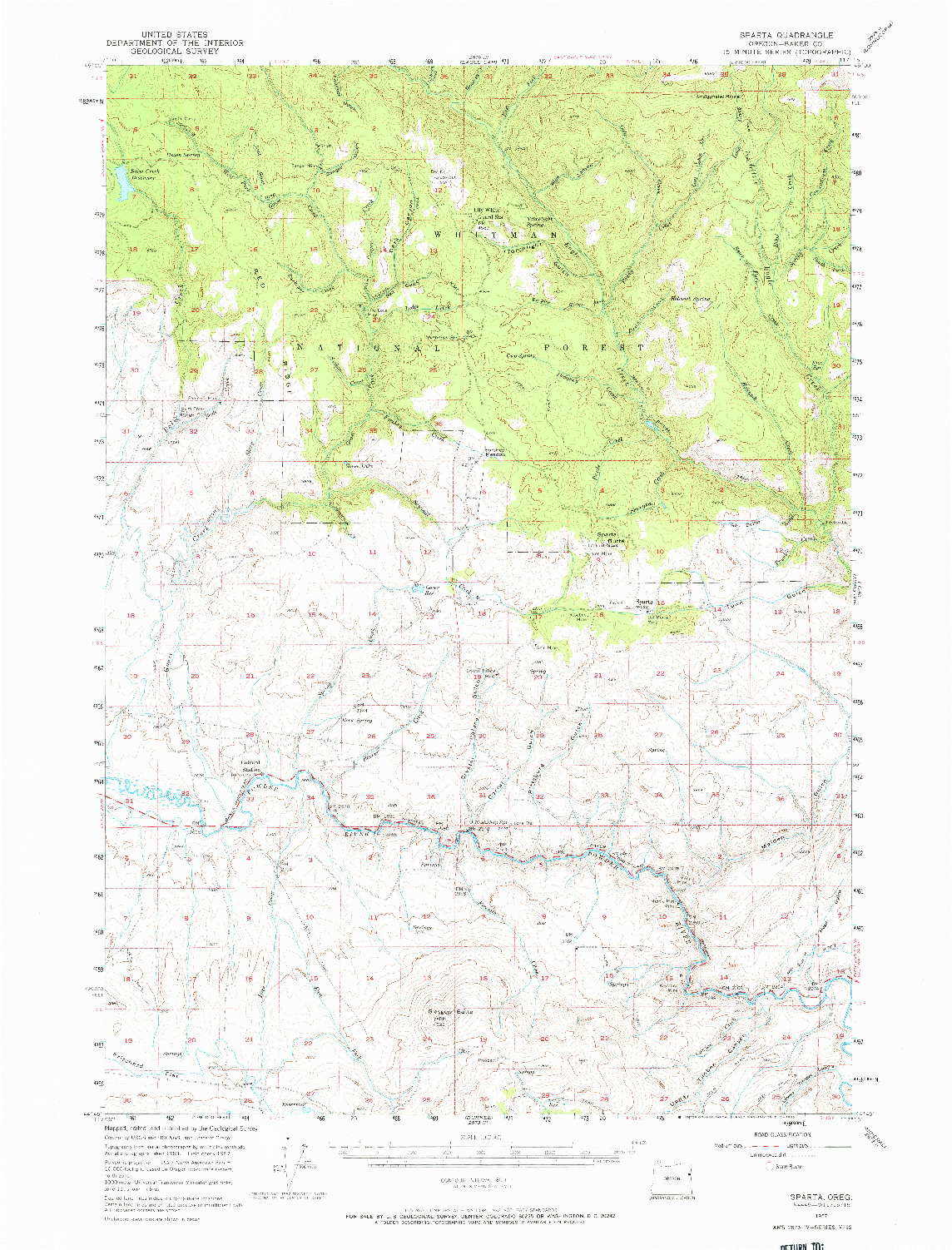 USGS 1:62500-SCALE QUADRANGLE FOR SPARTA, OR 1957