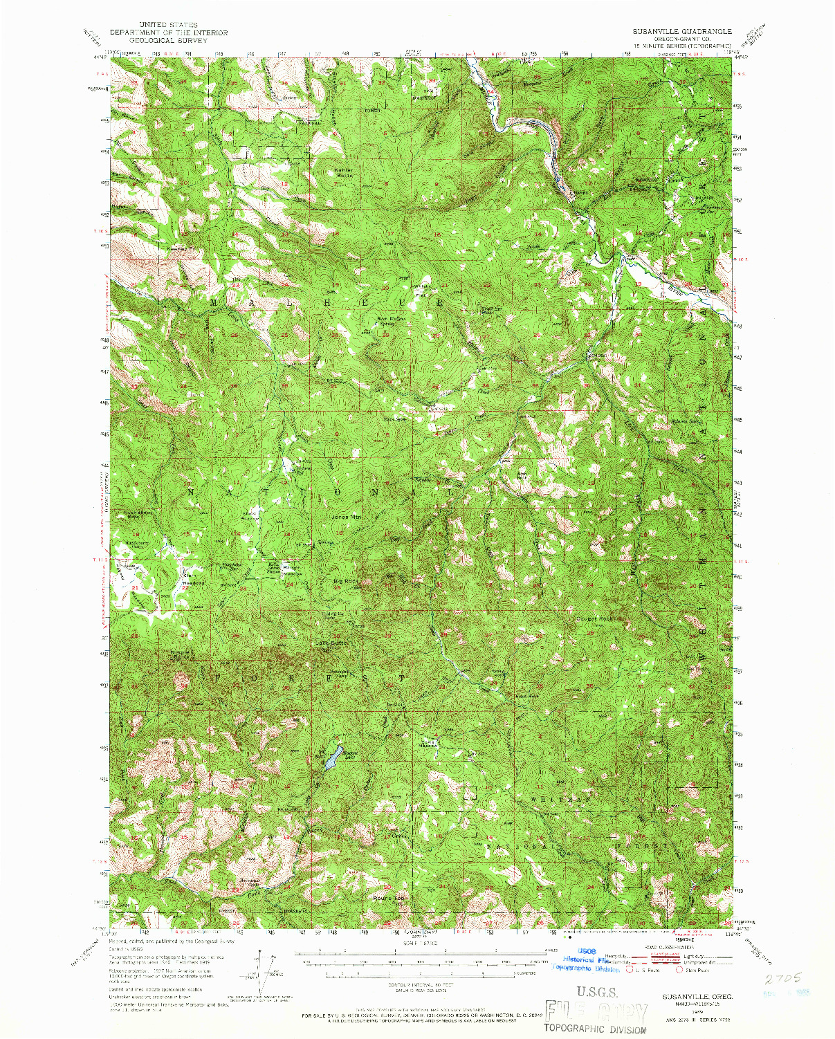 USGS 1:62500-SCALE QUADRANGLE FOR SUSANVILLE, OR 1949