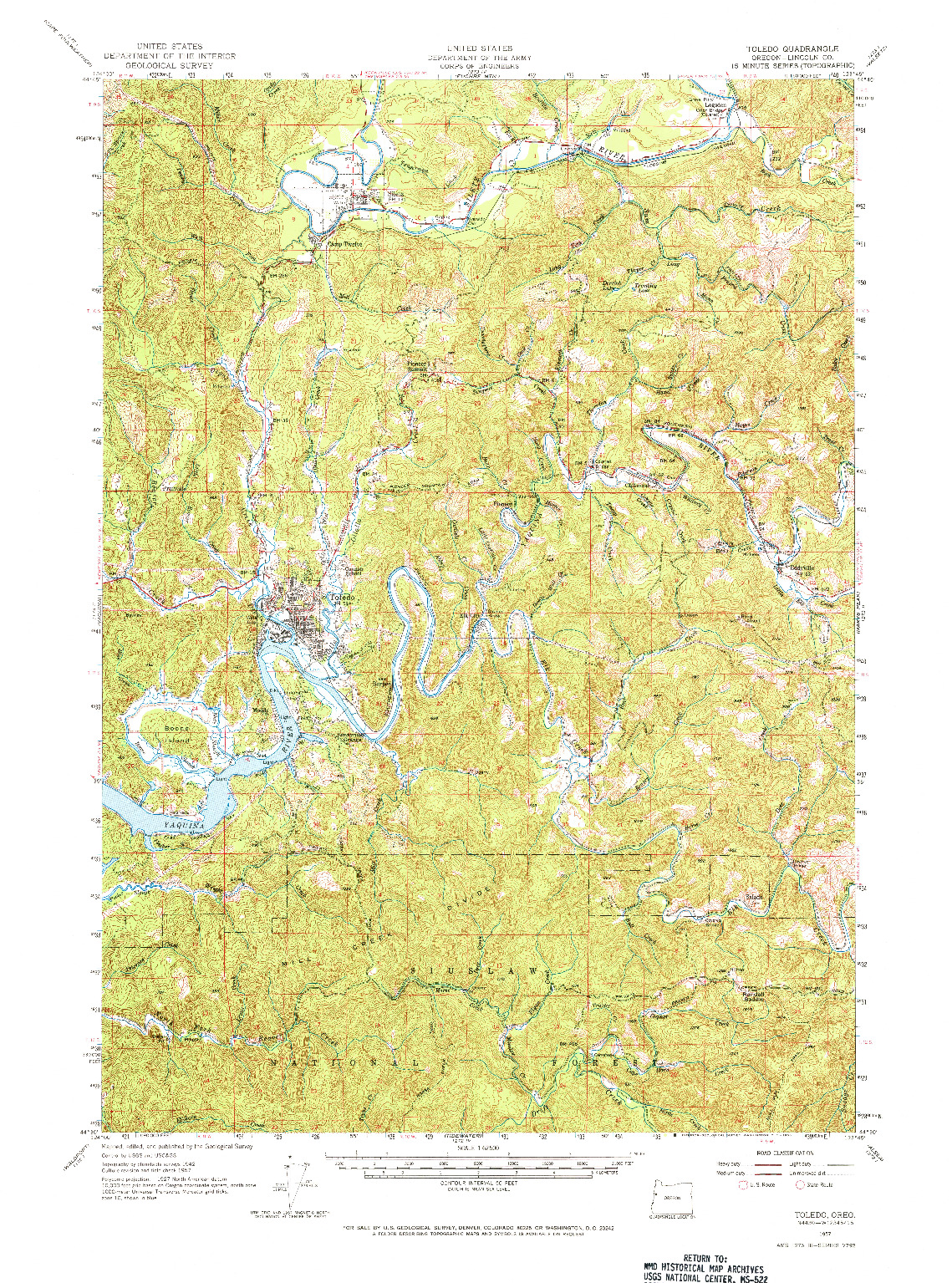 USGS 1:62500-SCALE QUADRANGLE FOR TOLEDO, OR 1957