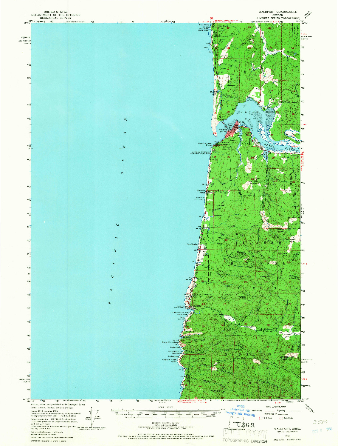 USGS 1:62500-SCALE QUADRANGLE FOR WALDPORT, OR 1956
