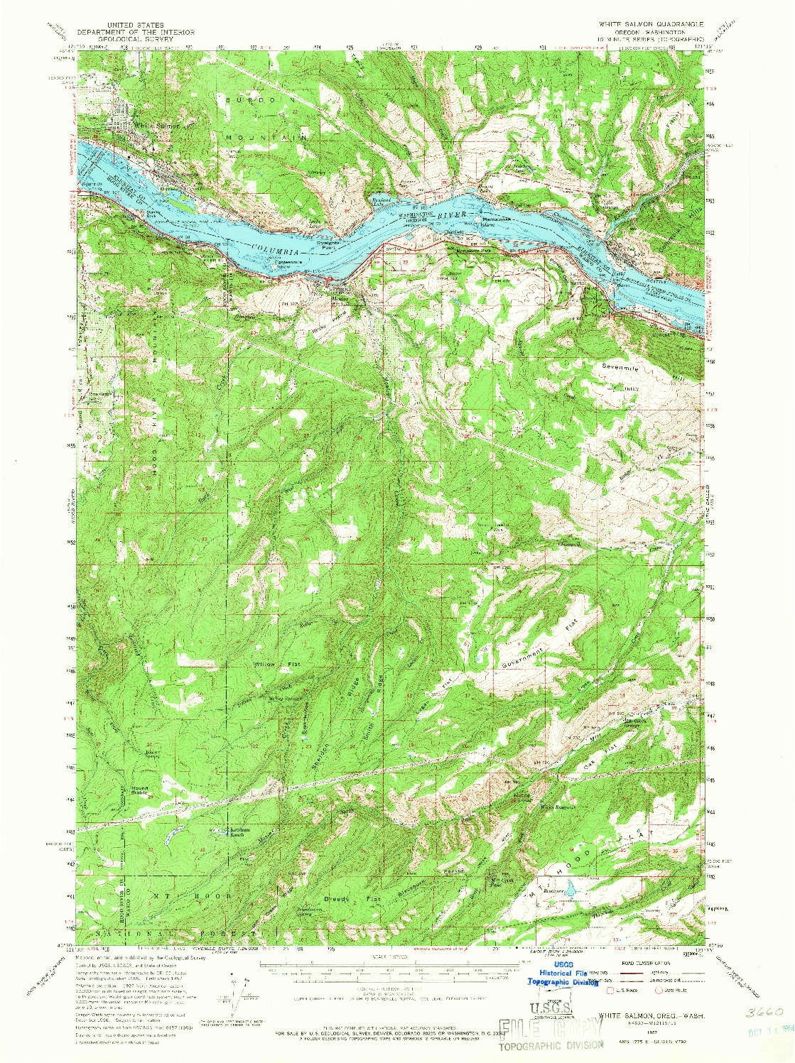 USGS 1:62500-SCALE QUADRANGLE FOR WHITE SALMON, OR 1957