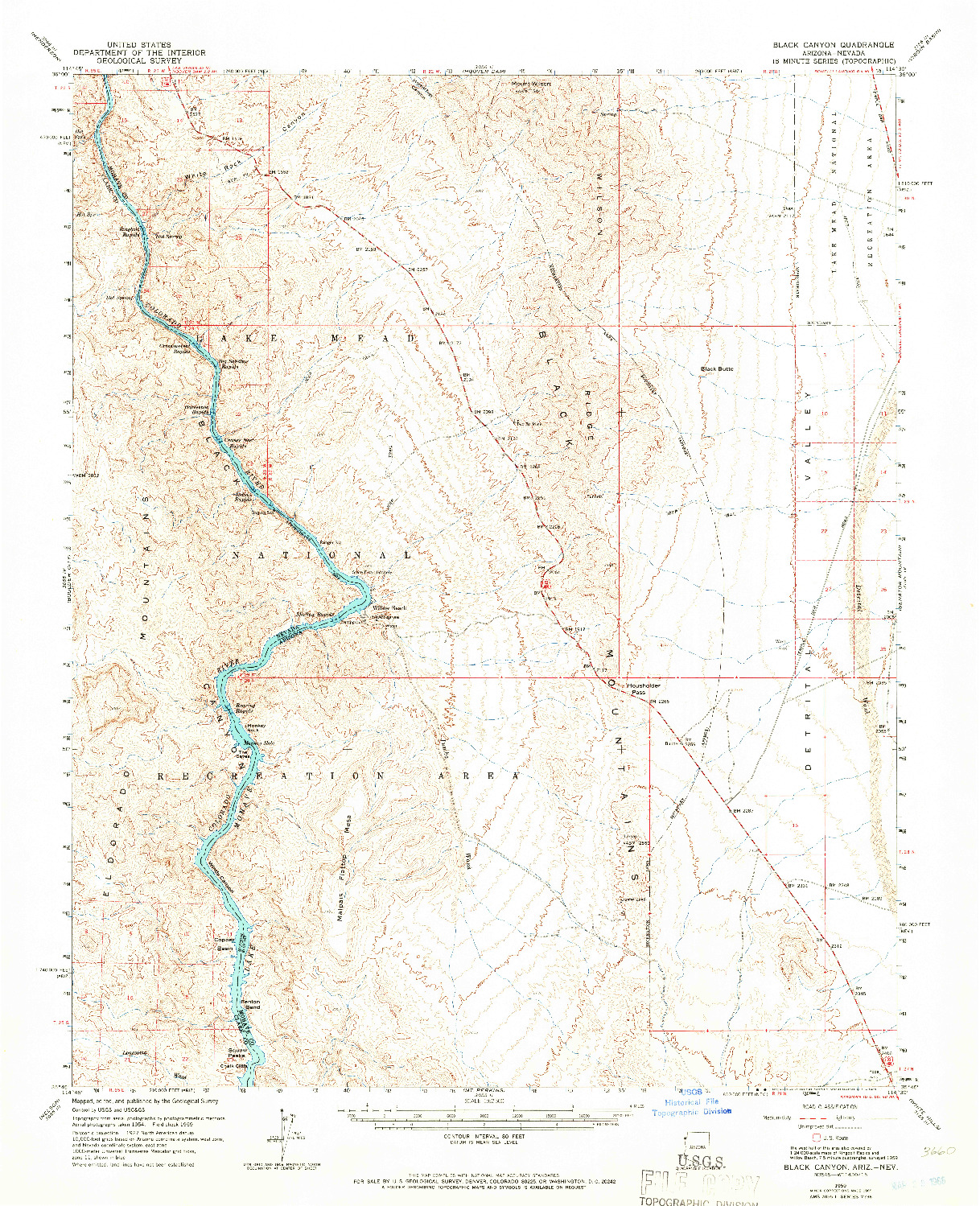 USGS 1:62500-SCALE QUADRANGLE FOR BLACK CANYON, AZ 1959