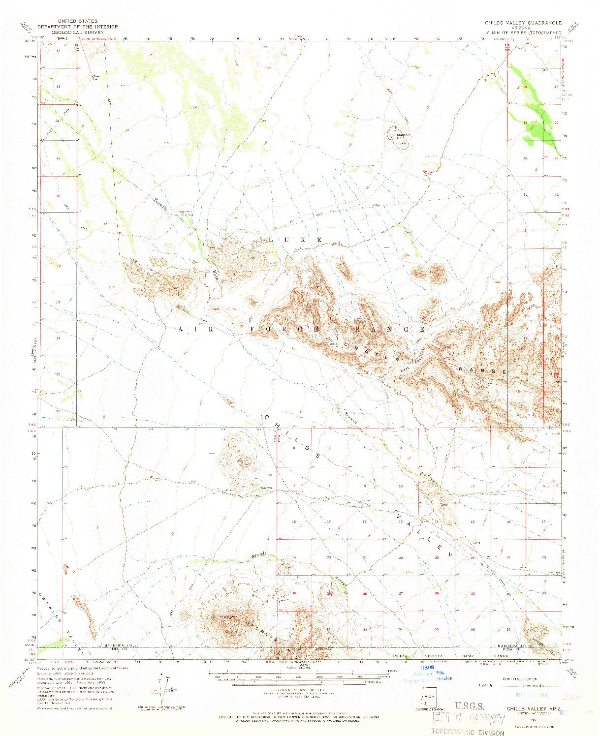 USGS 1:62500-SCALE QUADRANGLE FOR CHILDS VALLEY, AZ 1965