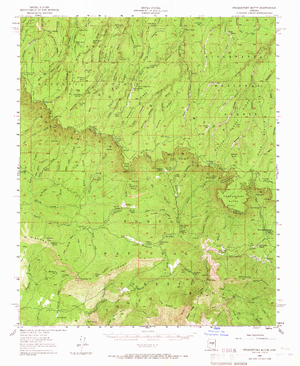 USGS 1:62500-SCALE QUADRANGLE FOR PROMONTORY BUTTE, AZ 1952