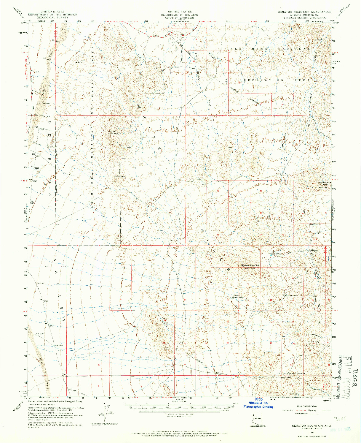 USGS 1:62500-SCALE QUADRANGLE FOR SENATOR MOUNTAIN, AZ 1960