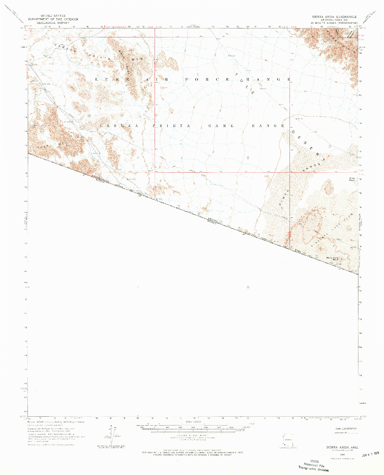 USGS 1:62500-SCALE QUADRANGLE FOR SIERRA ARIDA, AZ 1965