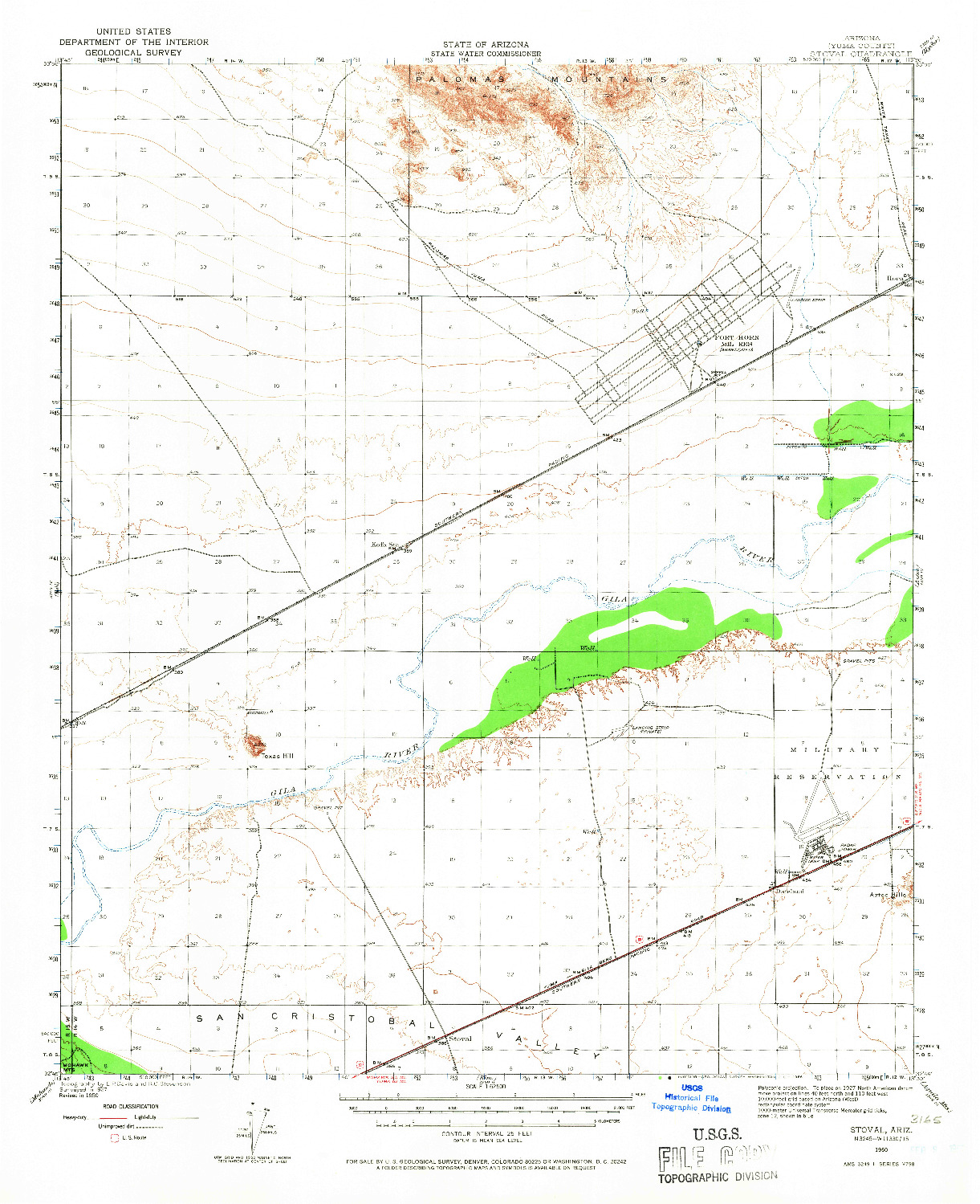 USGS 1:62500-SCALE QUADRANGLE FOR STOVAL, AZ 1950