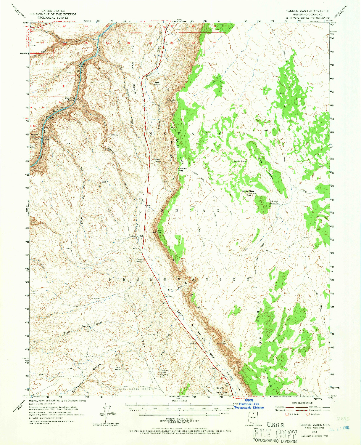 USGS 1:62500-SCALE QUADRANGLE FOR TANNER WASH, AZ 1954