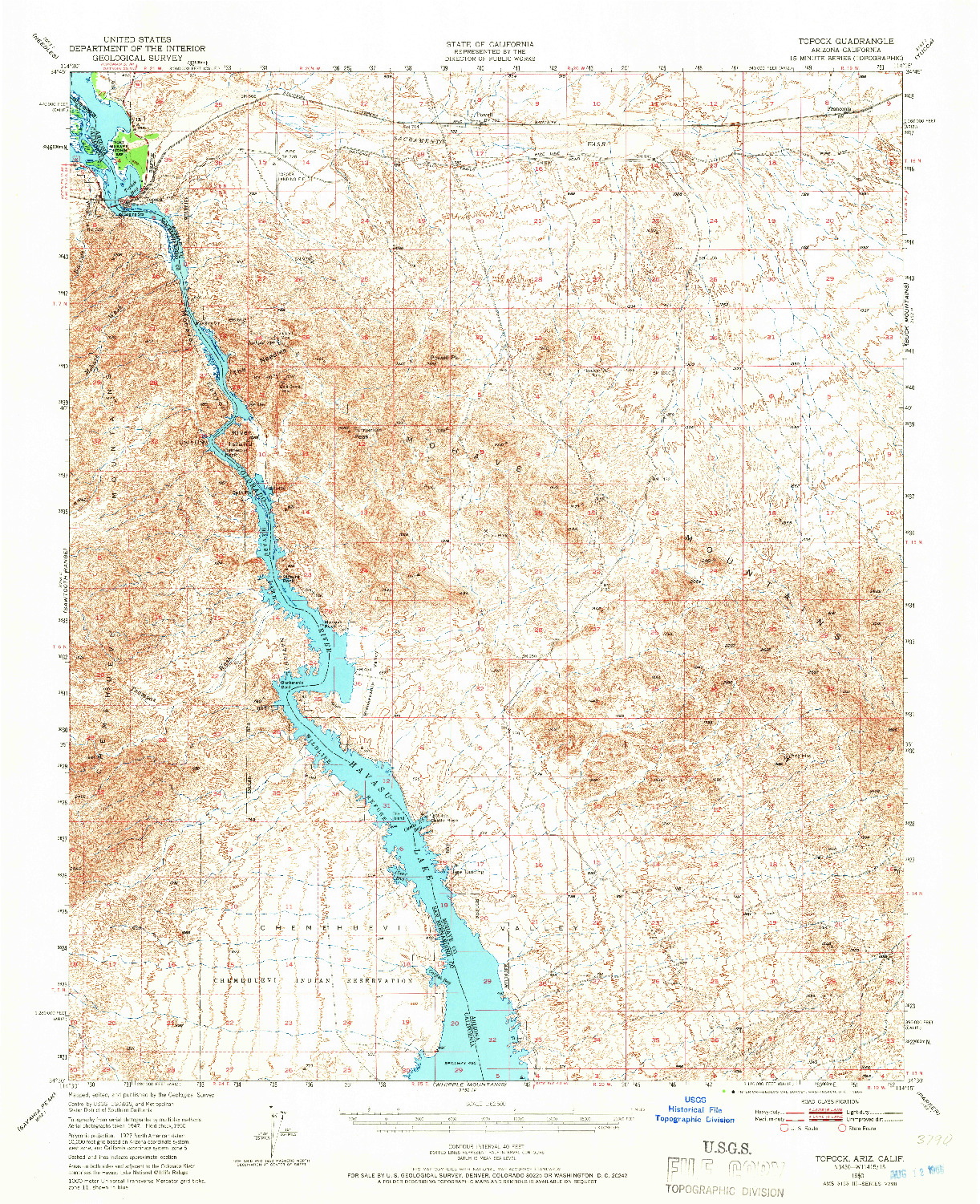 USGS 1:62500-SCALE QUADRANGLE FOR TOPOCK, AZ 1950