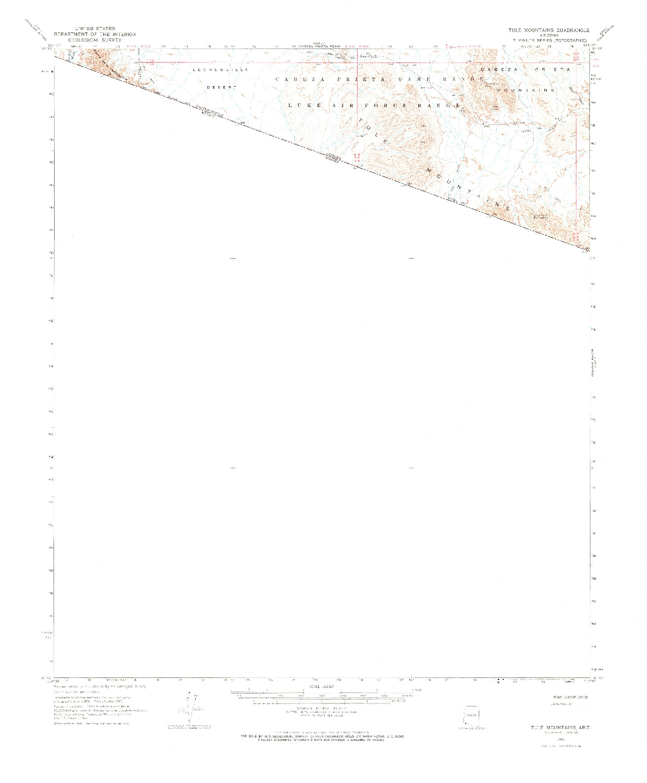 USGS 1:62500-SCALE QUADRANGLE FOR TULE MOUNTAINS, AZ 1965