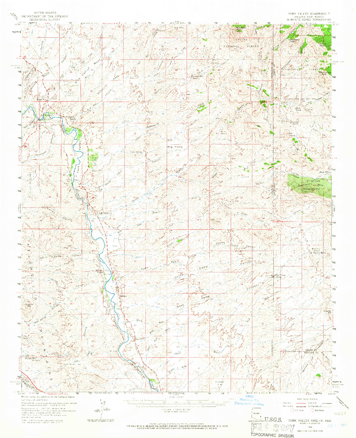 USGS 1:62500-SCALE QUADRANGLE FOR YORK VALLEY, AZ 1959