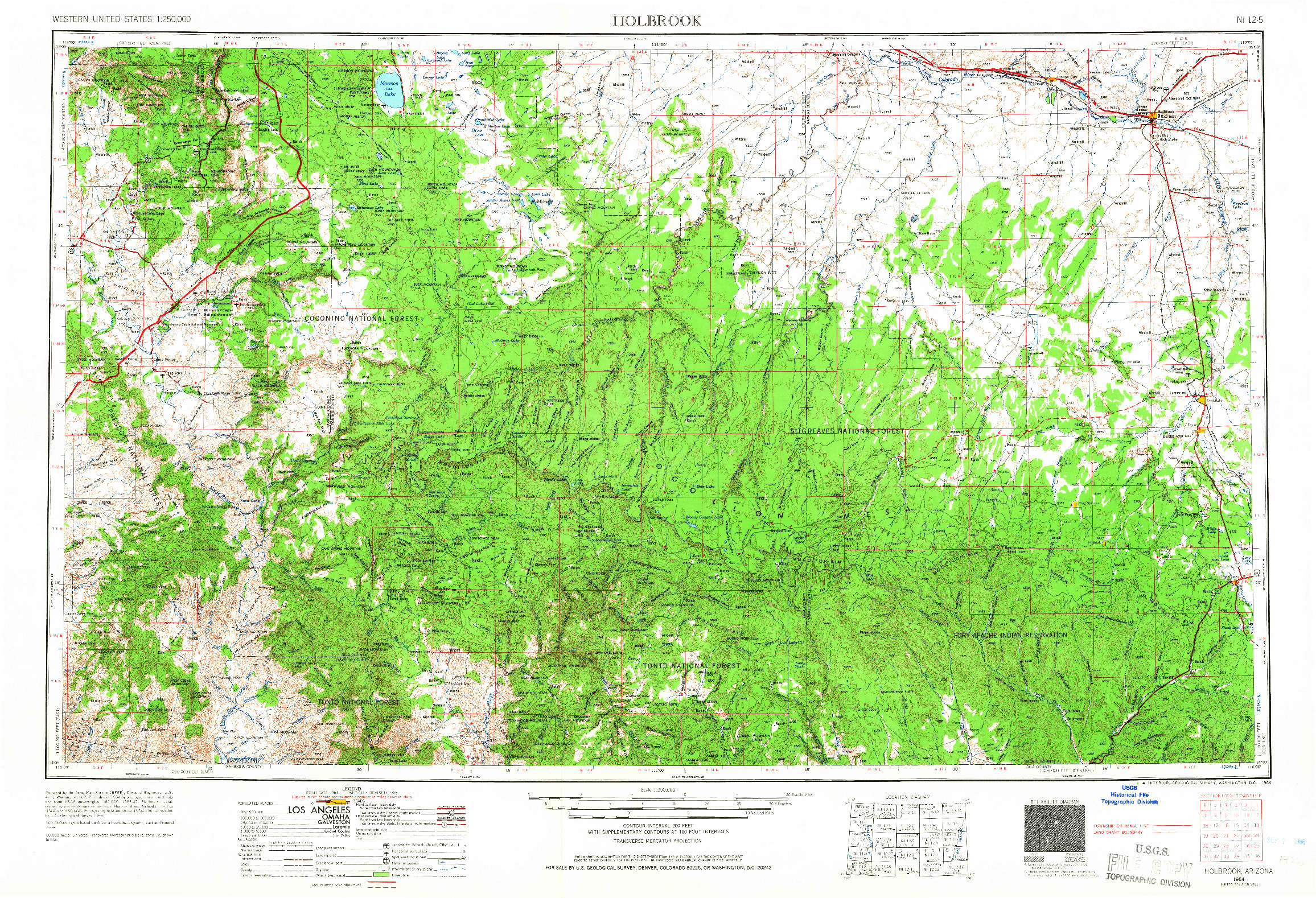 USGS 1:250000-SCALE QUADRANGLE FOR HOLBROOK, AZ 1954