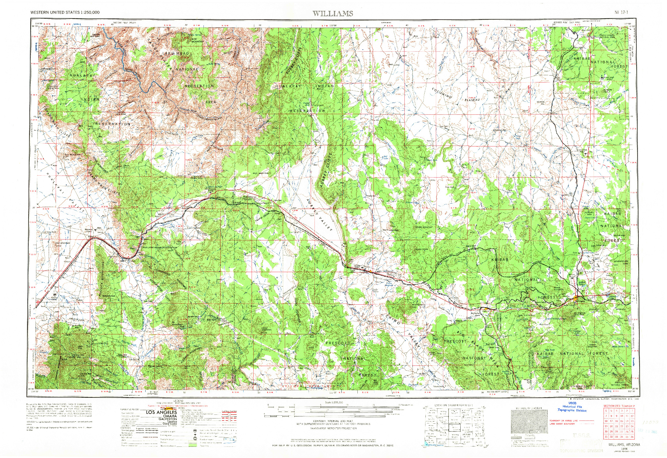 USGS 1:250000-SCALE QUADRANGLE FOR WILLIAMS, AZ 1956