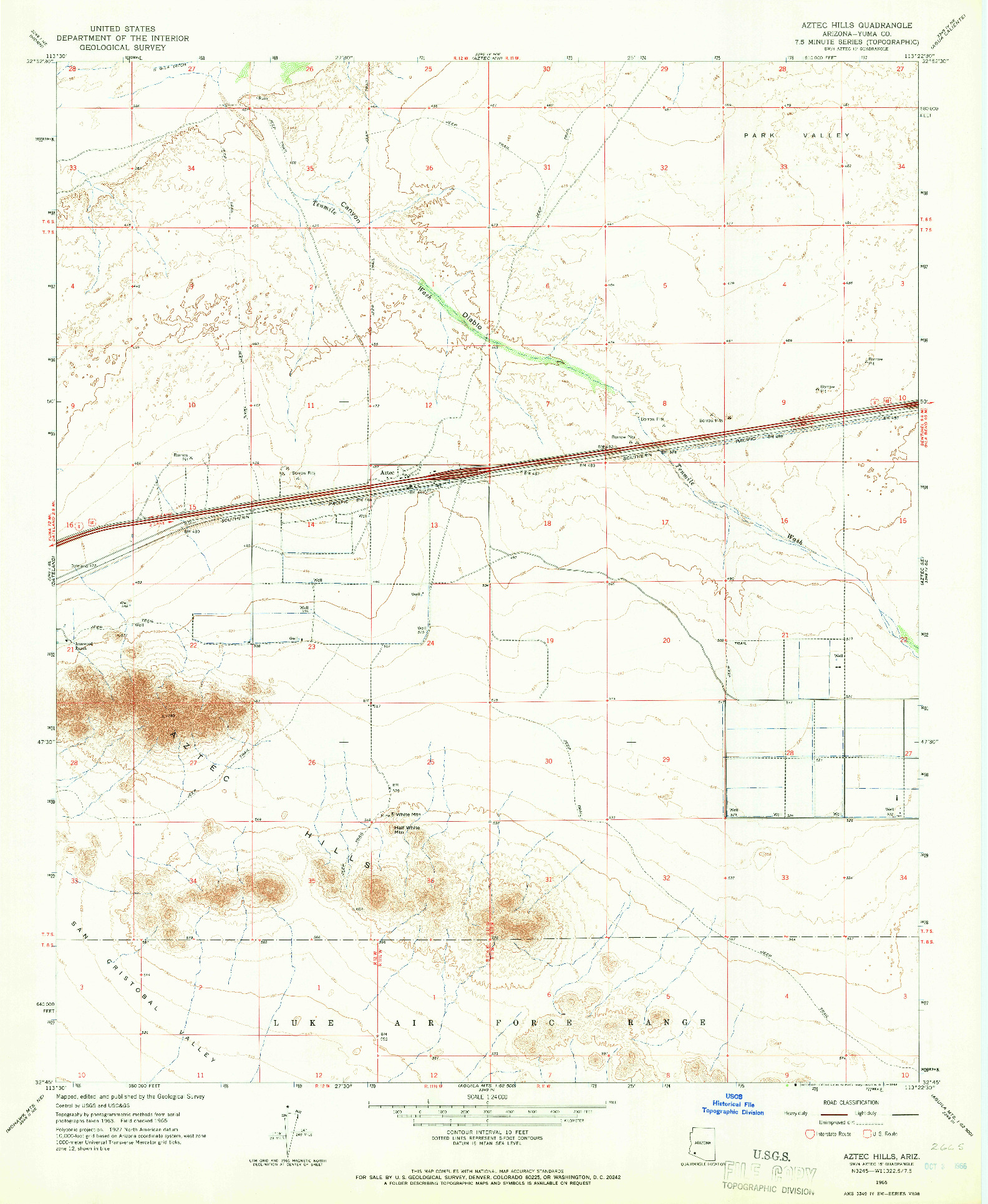 USGS 1:24000-SCALE QUADRANGLE FOR AZTEC HILLS, AZ 1965