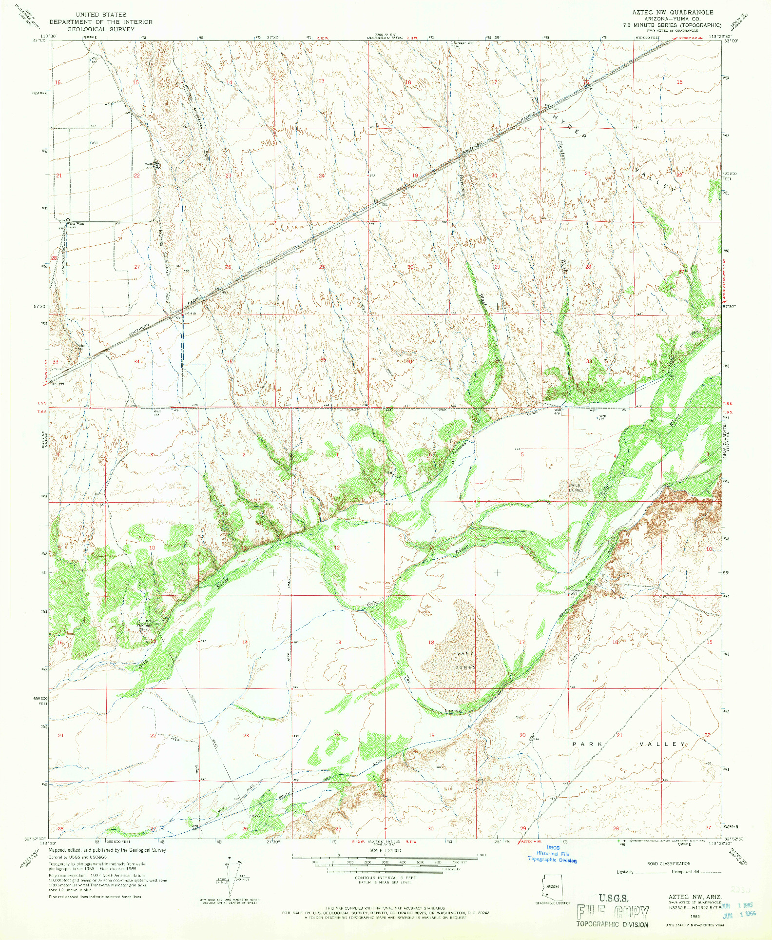 USGS 1:24000-SCALE QUADRANGLE FOR AZTEC NW, AZ 1965