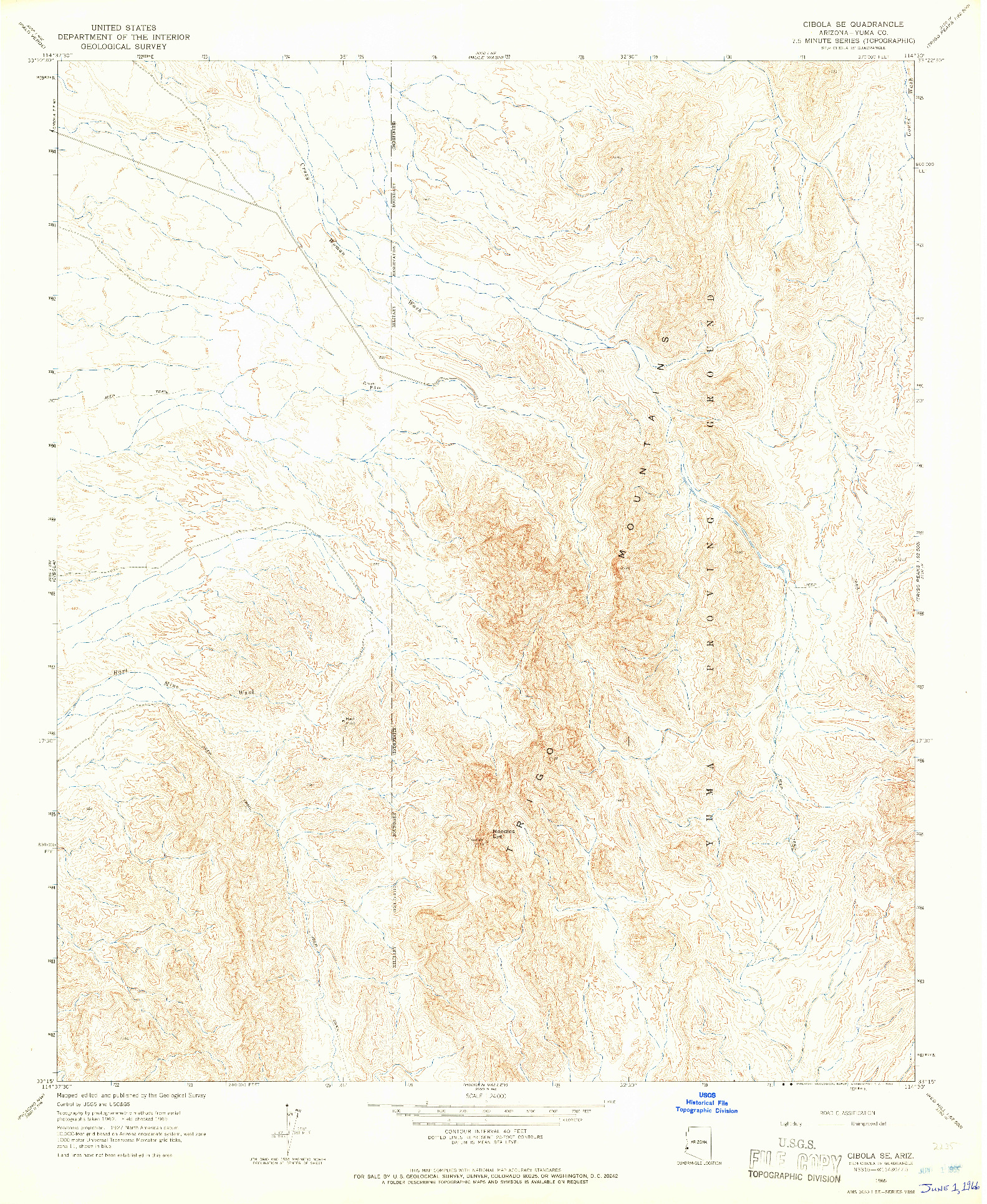 USGS 1:24000-SCALE QUADRANGLE FOR CIBOLA SE, AZ 1965