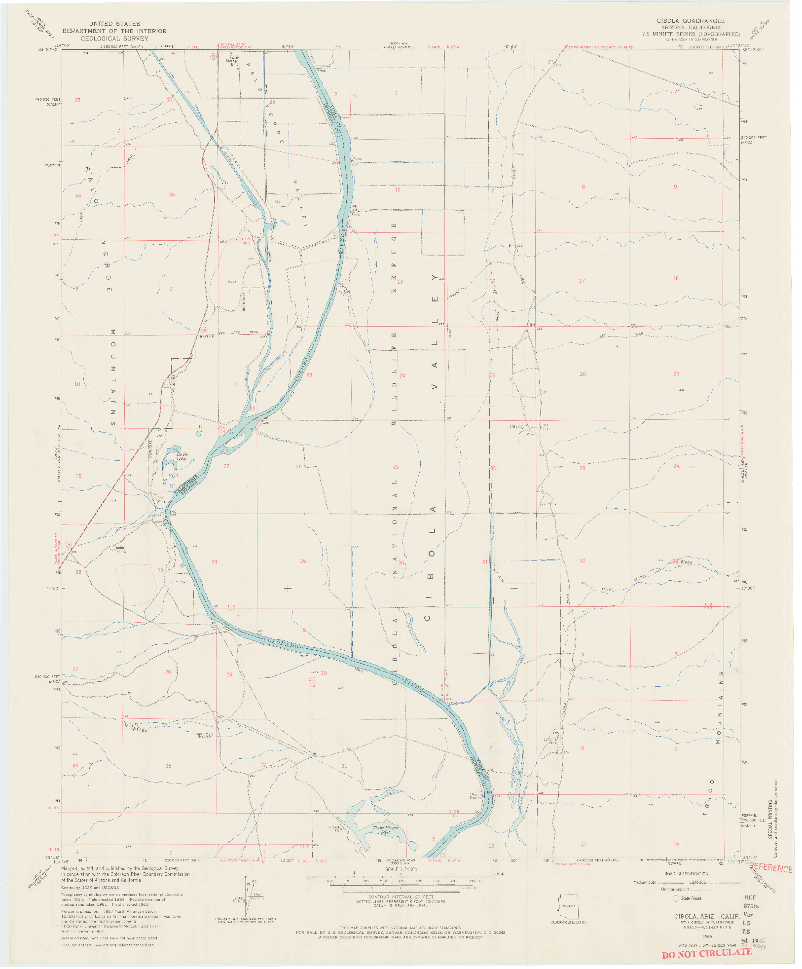 USGS 1:24000-SCALE QUADRANGLE FOR CIBOLA, AZ 1965