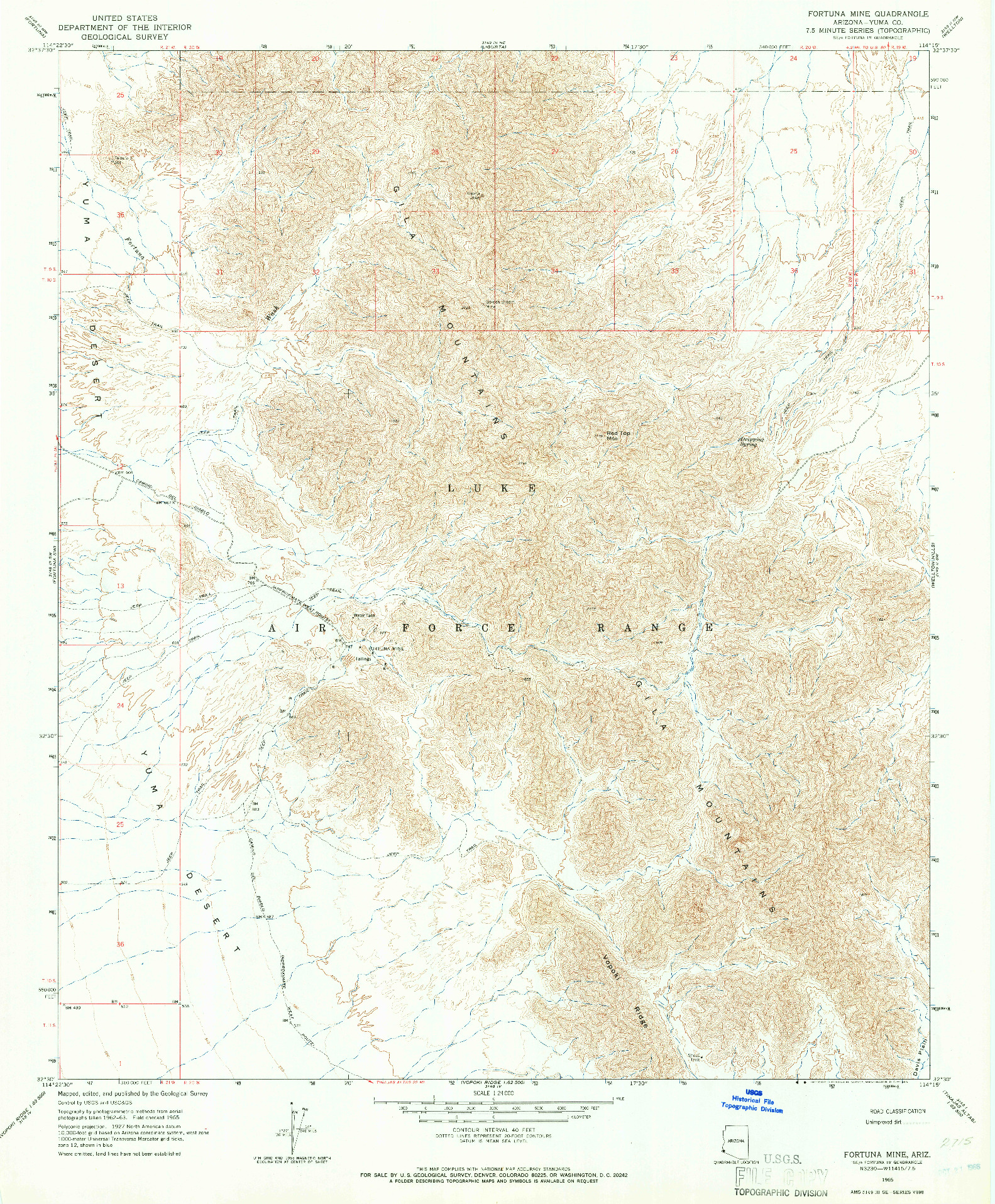 USGS 1:24000-SCALE QUADRANGLE FOR FORTUNA MINE, AZ 1965