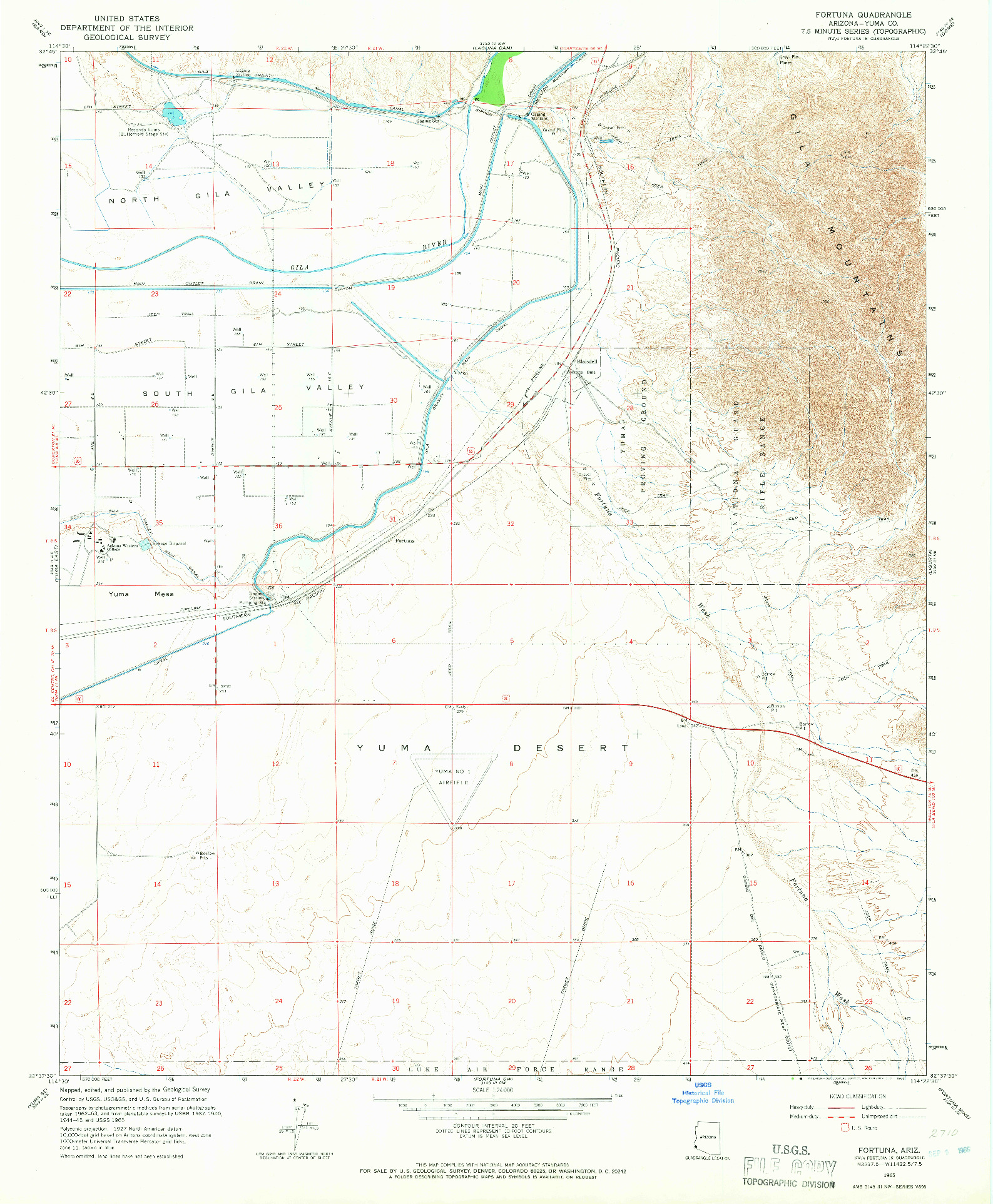 USGS 1:24000-SCALE QUADRANGLE FOR FORTUNA, AZ 1965