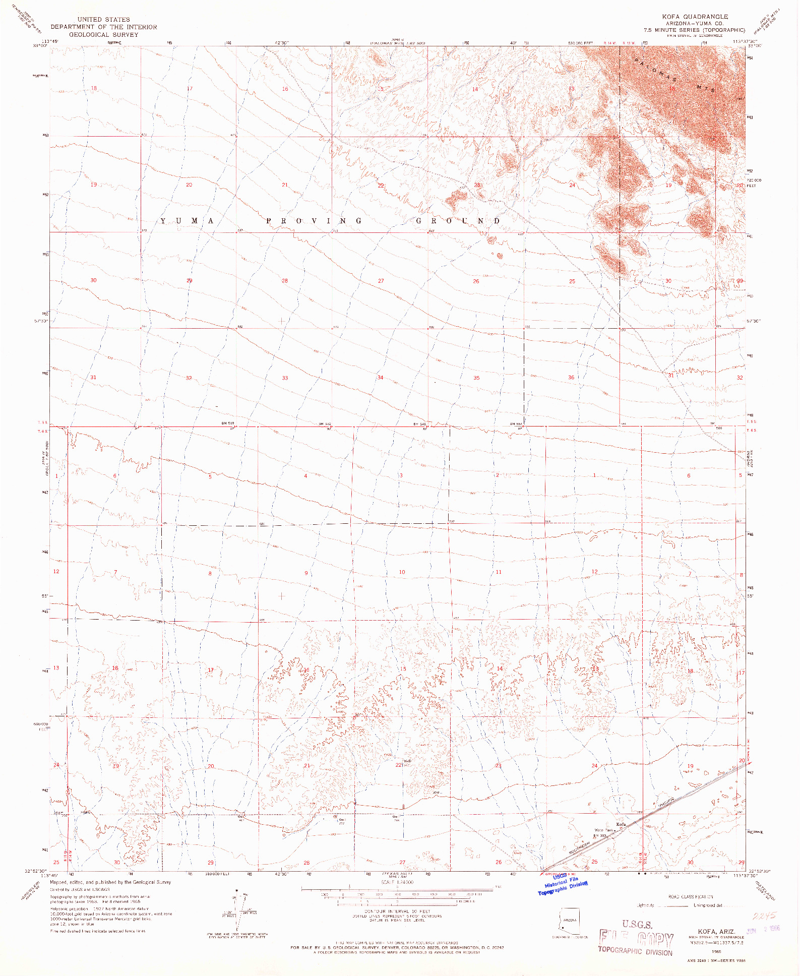 USGS 1:24000-SCALE QUADRANGLE FOR KOFA, AZ 1965
