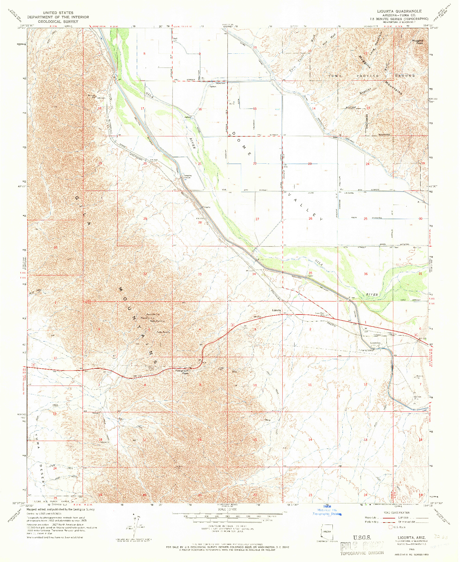 USGS 1:24000-SCALE QUADRANGLE FOR LIGURTA, AZ 1965