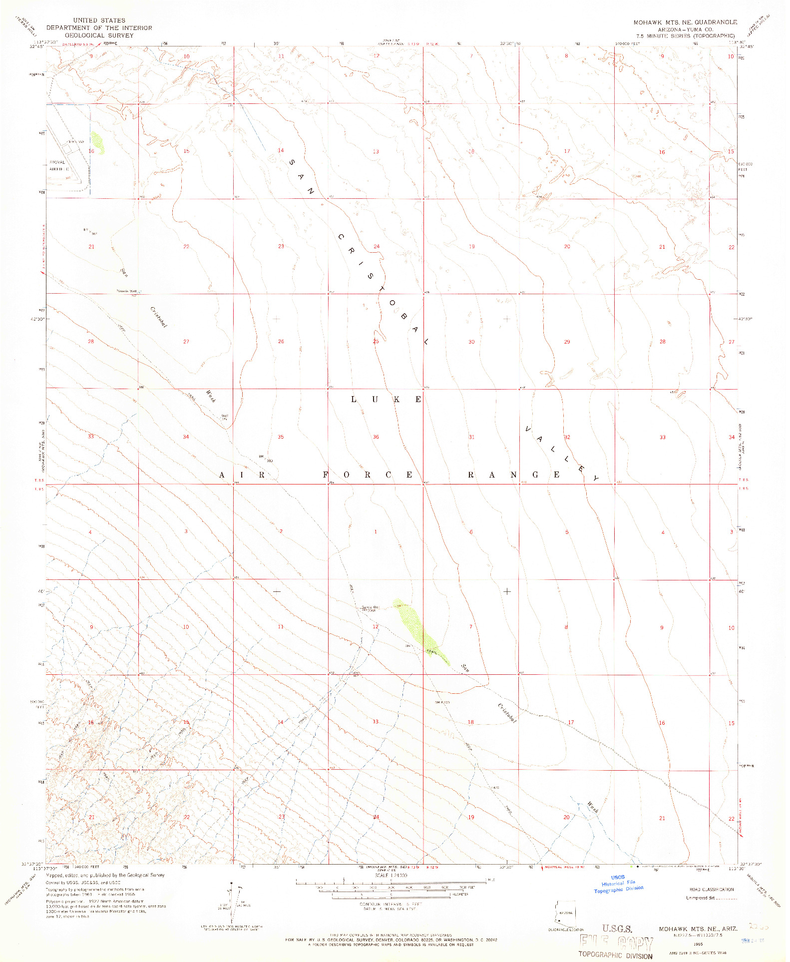 USGS 1:24000-SCALE QUADRANGLE FOR MOHAWK MTS NE, AZ 1965