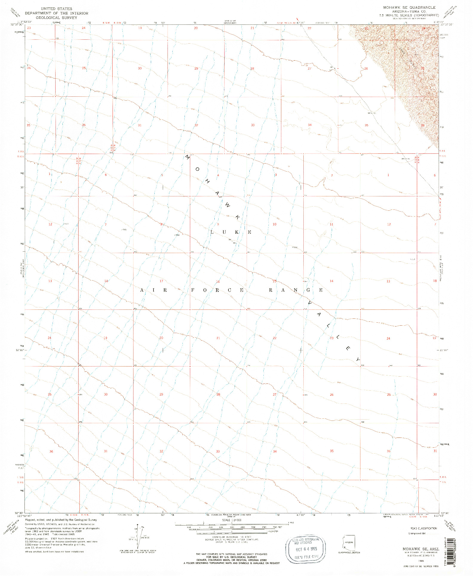 USGS 1:24000-SCALE QUADRANGLE FOR MOHAWK SE, AZ 1965