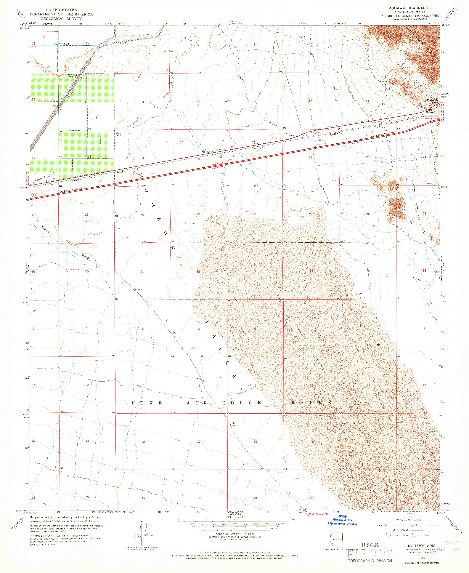 USGS 1:24000-SCALE QUADRANGLE FOR MOHAWK, AZ 1965