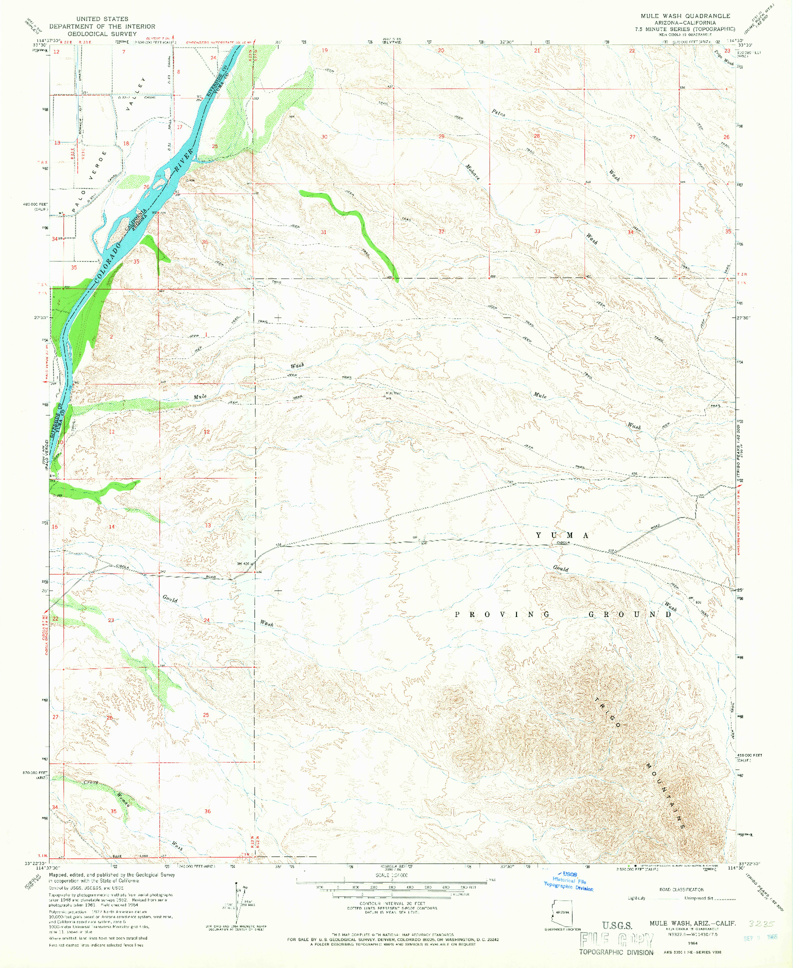 USGS 1:24000-SCALE QUADRANGLE FOR MULE WASH, AZ 1964