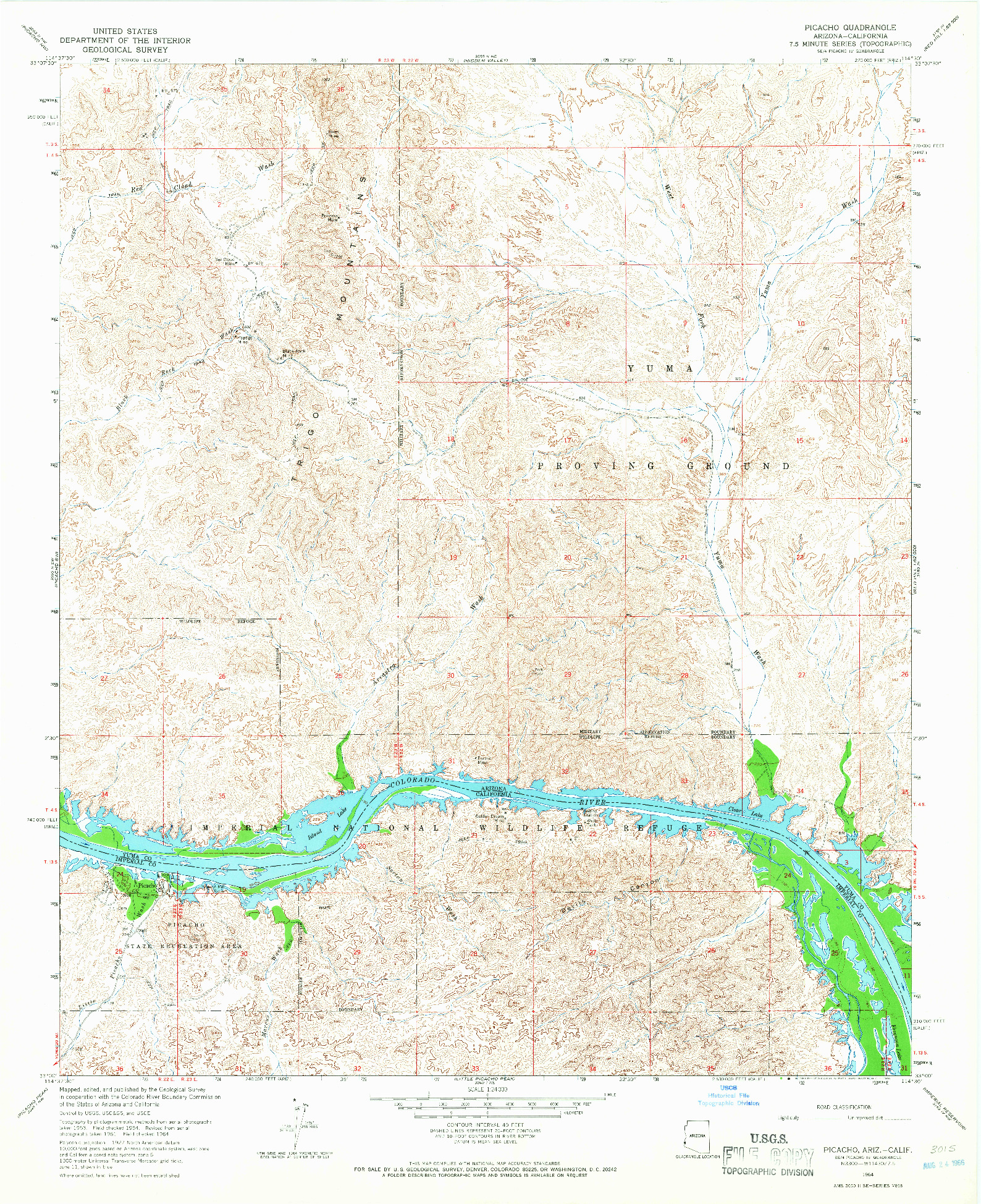 USGS 1:24000-SCALE QUADRANGLE FOR PICACHO, AZ 1964