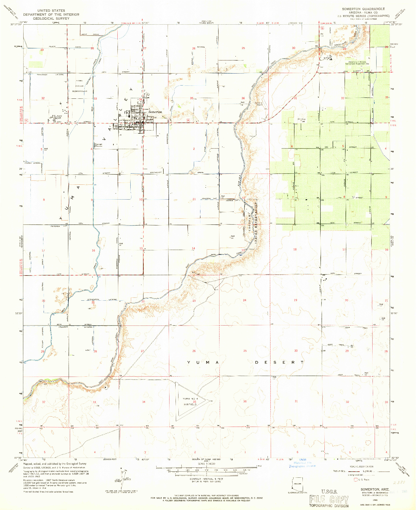 USGS 1:24000-SCALE QUADRANGLE FOR SOMERTON, AZ 1965