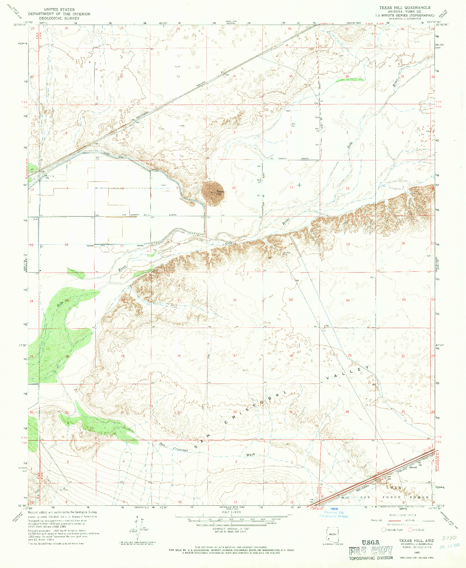 USGS 1:24000-SCALE QUADRANGLE FOR TEXAS HILL, AZ 1965