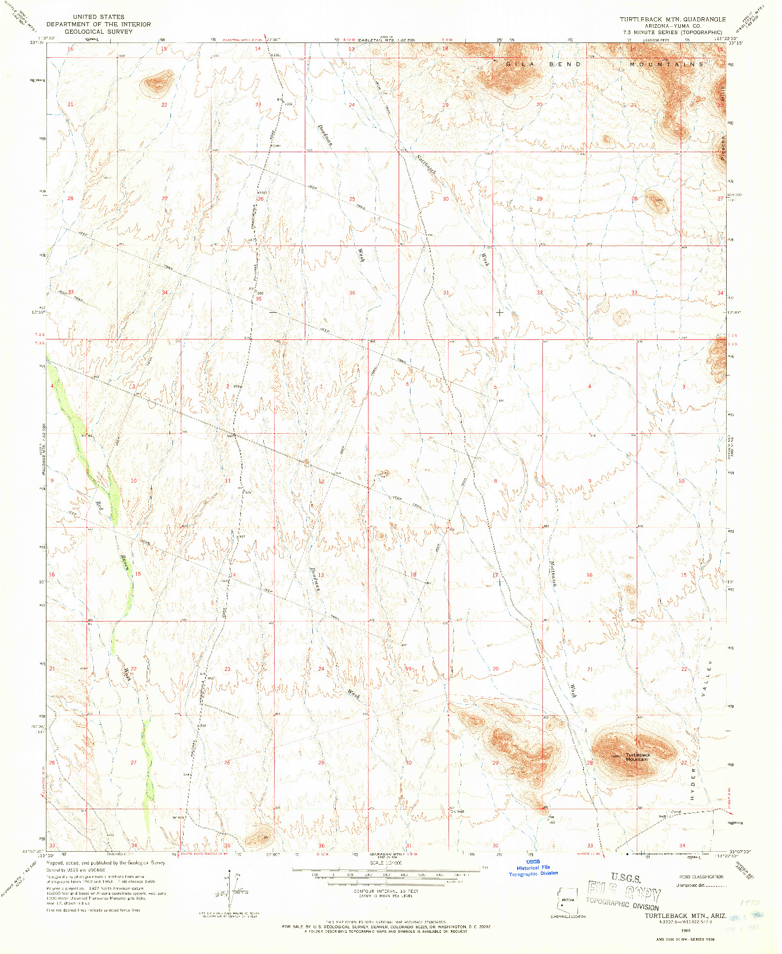 USGS 1:24000-SCALE QUADRANGLE FOR TURTLEBACK MTN., AZ 1965