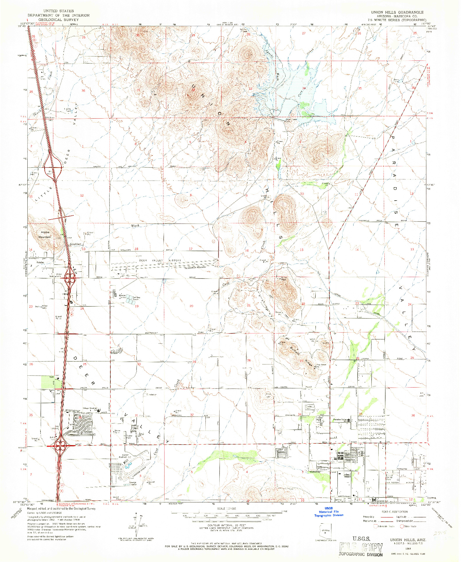 USGS 1:24000-SCALE QUADRANGLE FOR UNION HILLS, AZ 1964