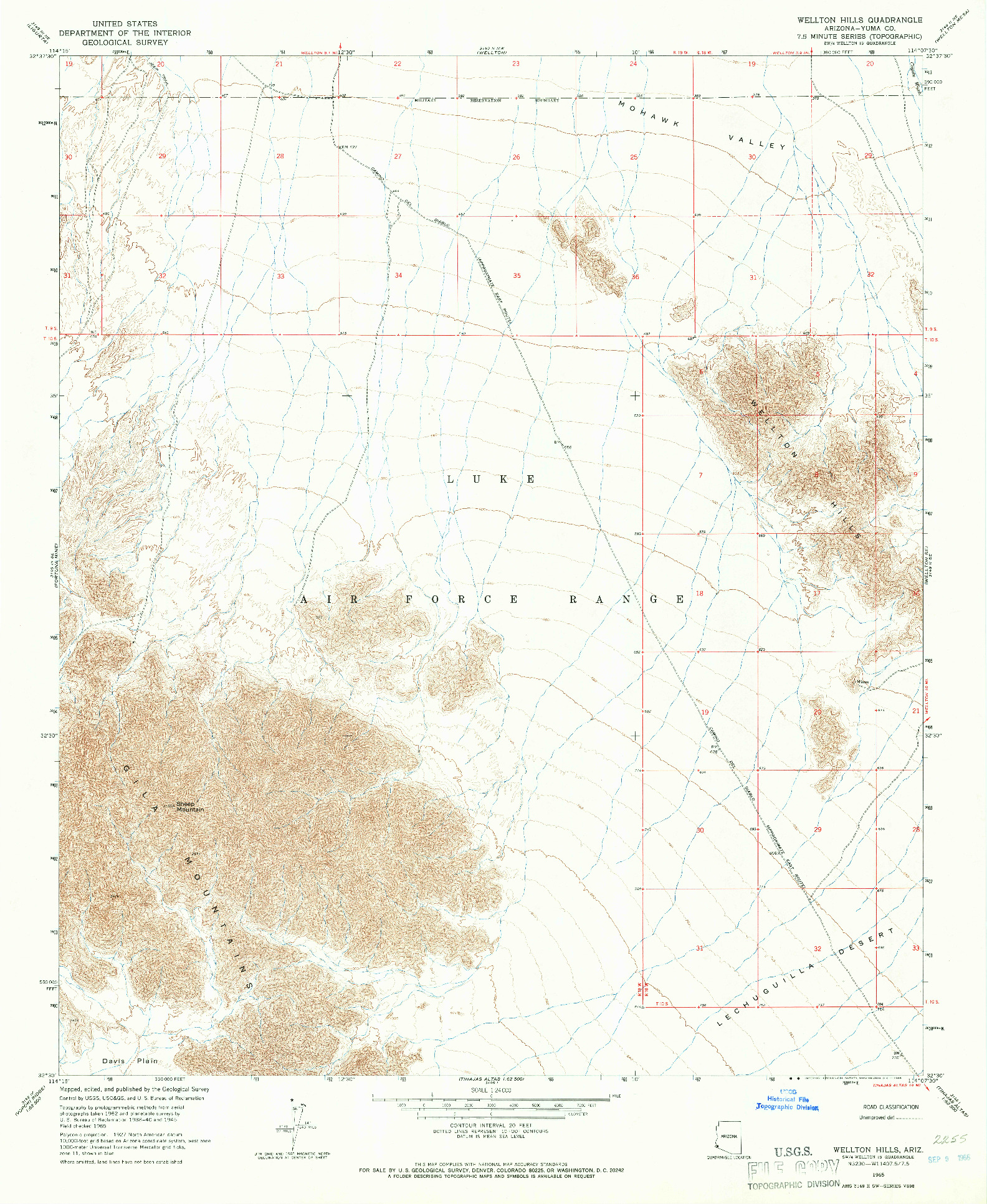 USGS 1:24000-SCALE QUADRANGLE FOR WELLTON HILLS, AZ 1965