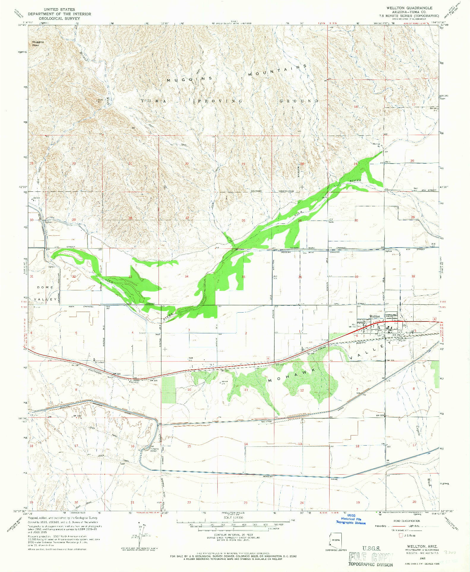 USGS 1:24000-SCALE QUADRANGLE FOR WELLTON, AZ 1965